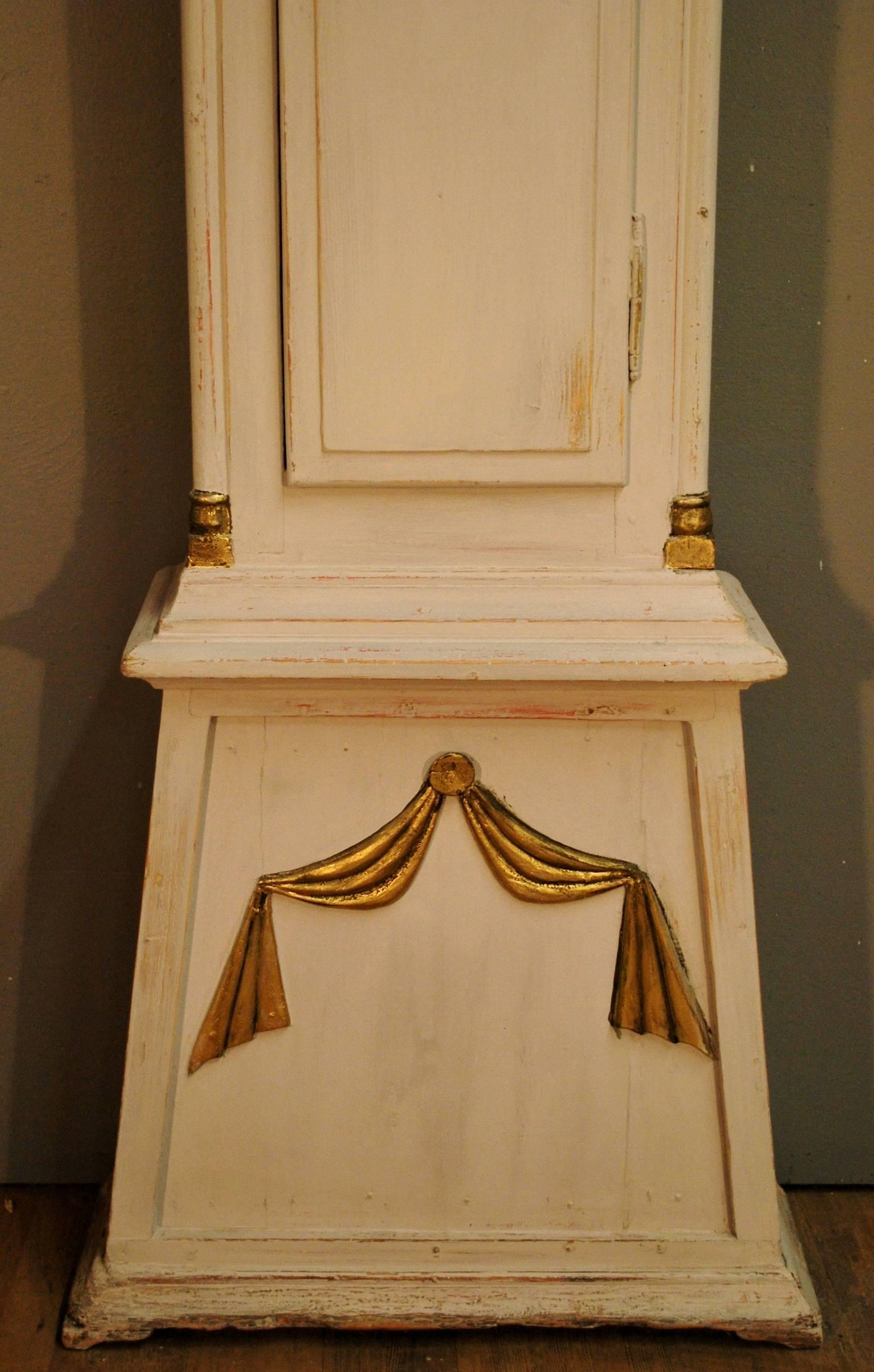 Karl Johan 19th Century Bornholm Tall Case Clock in Gustavian Style Paint For Sale
