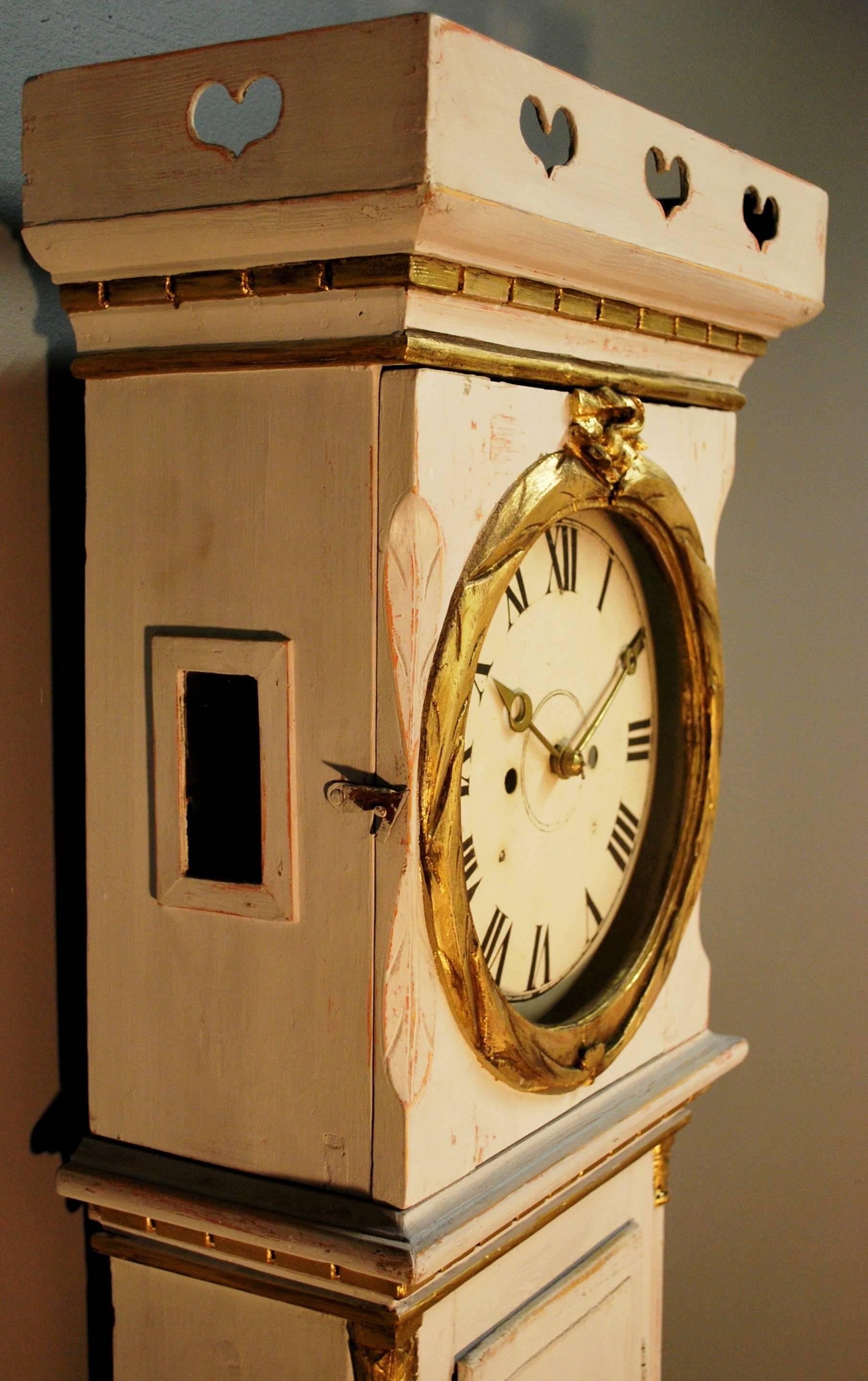 19th Century Bornholm Tall Case Clock in Gustavian Style Paint For Sale 1