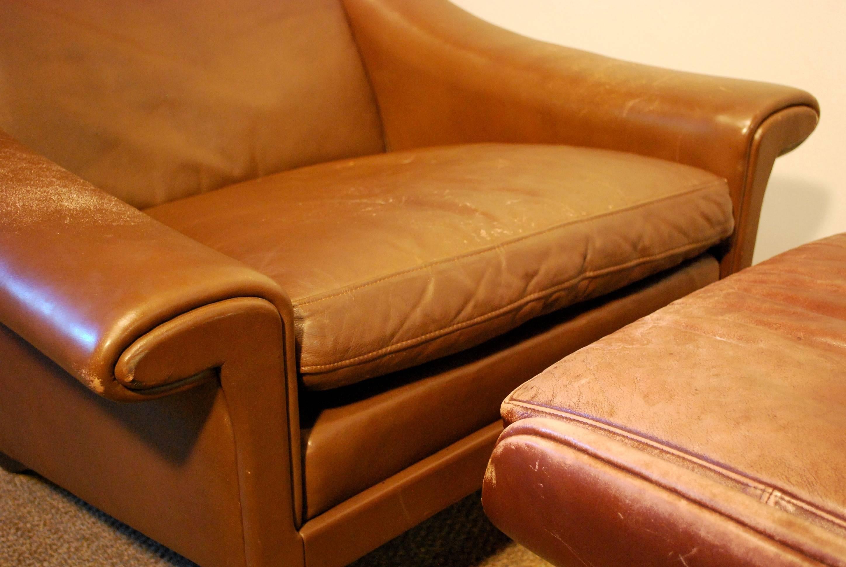 Aage Christensen Designed Danish Modern 'Ambassador' Leather Lounge Chair In Good Condition For Sale In BOSTON, MA