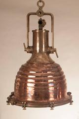 Pair of Vintage Copper and Brass "Beehive" Ship Deck Lights