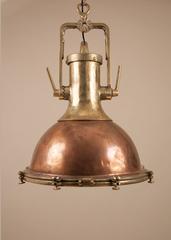 Pair of Large Copper and Brass Ship Deck Lights