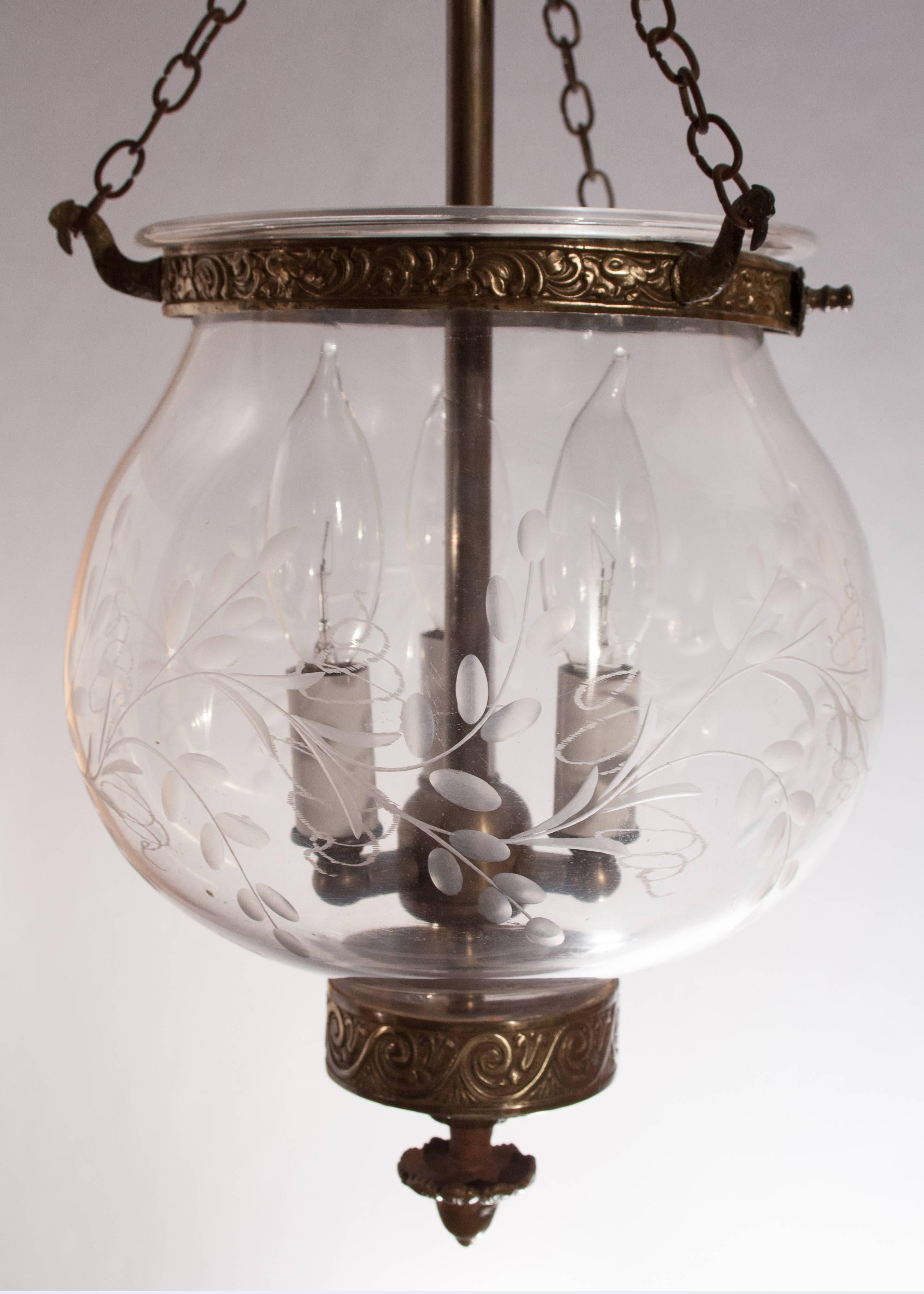 Embossed 19th Century English Globe Bell Jar Lantern