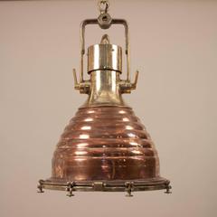 Pair of Large Copper and Brass "Beehive" Ship Deck Lights