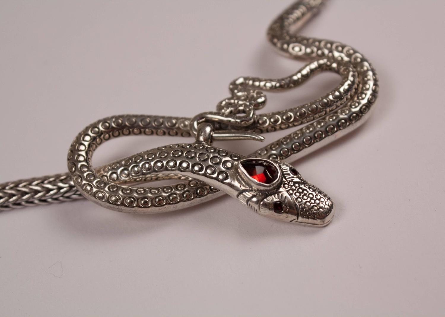 Sterling Silver and Snake Necklace at 1stdibs