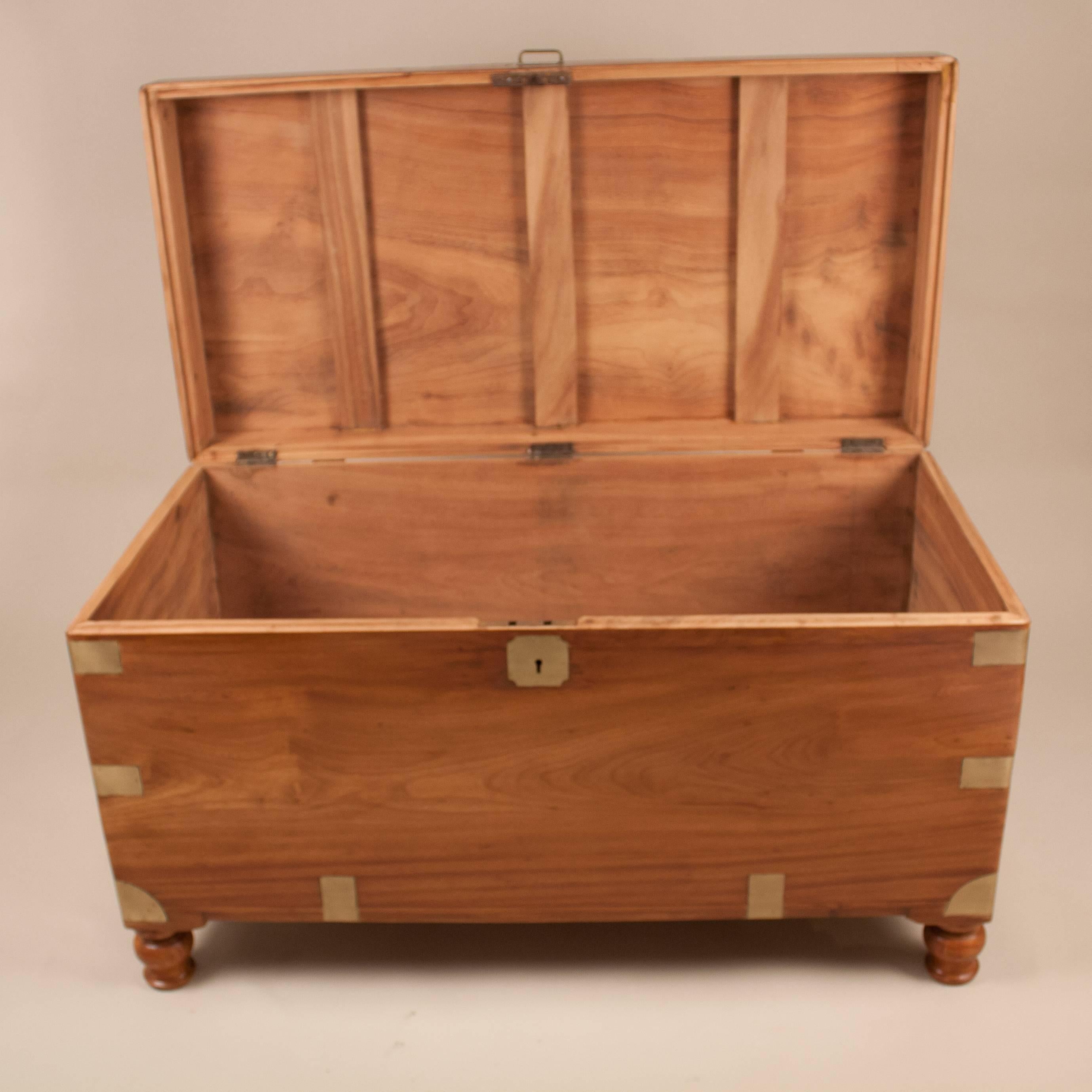 Large 19th Century English Camphor Wood Captain's Chest or Trunk In Good Condition In Heath, MA