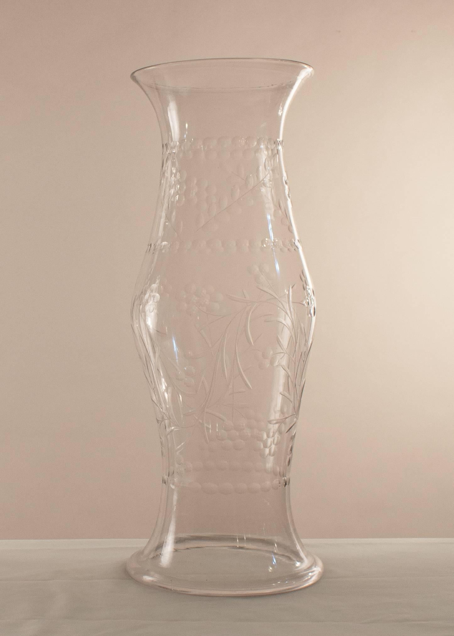 Late Victorian Pair of 19th Century English Handblown Glass Hurricane Shields