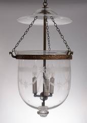 Bell Jar Lantern with "Swag" Etching