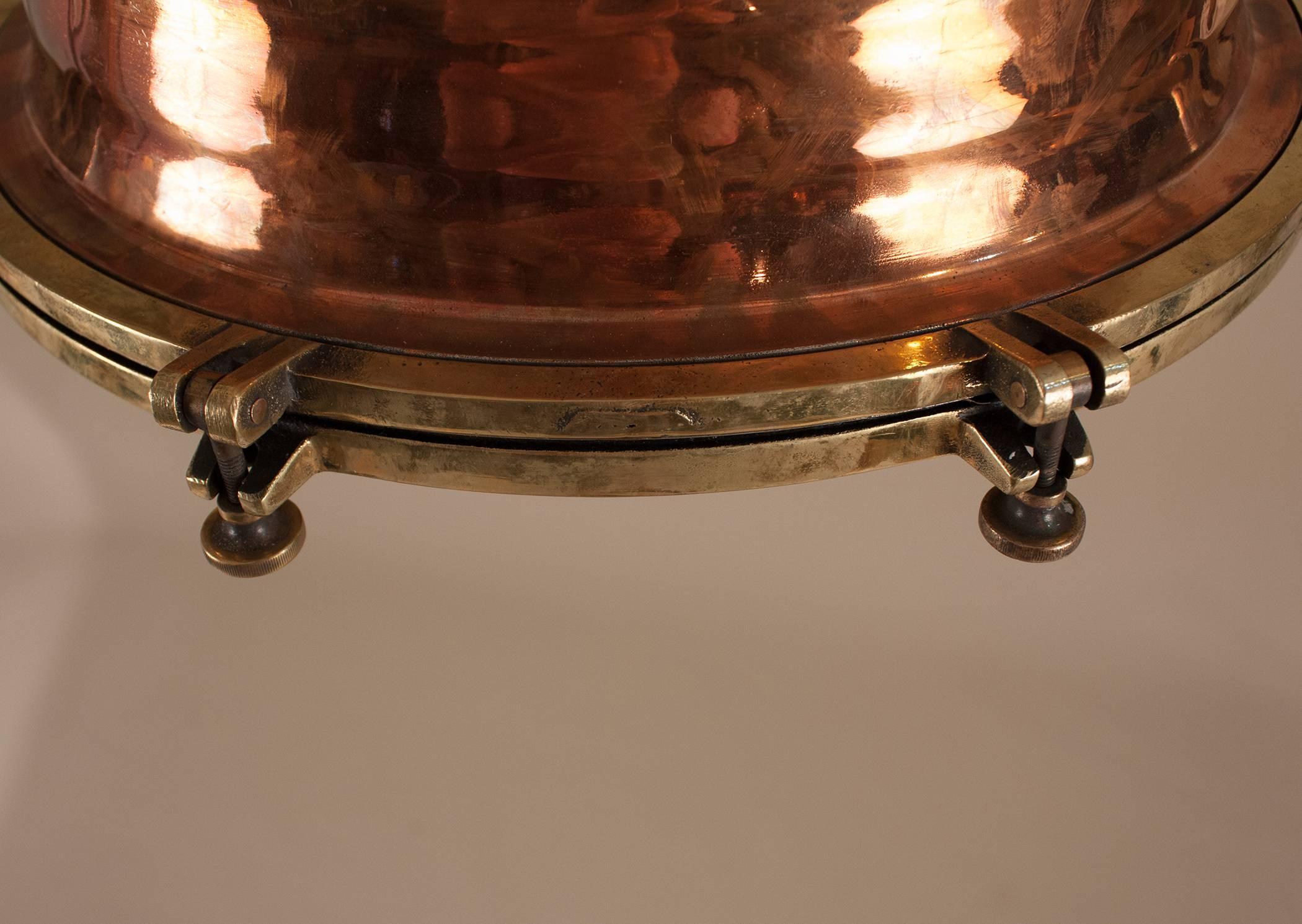 Pair of Large Copper and Brass Nautical Ship Deck Lights 1