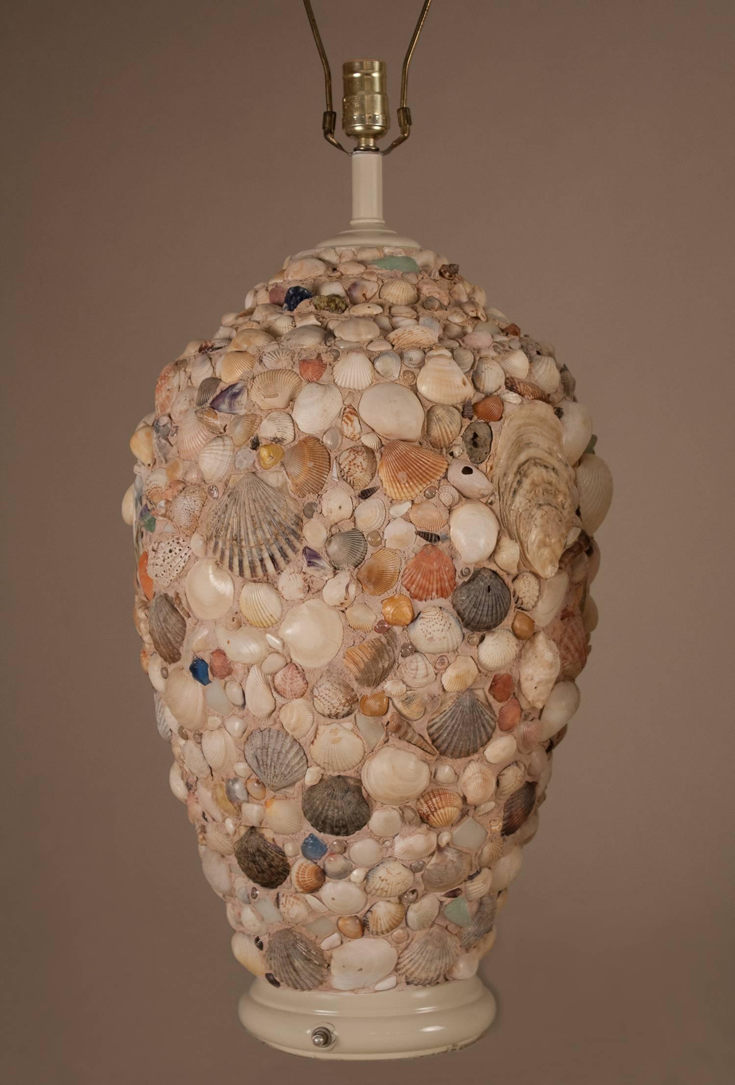 American Pair of Large Seashell Artisan Table Lamps