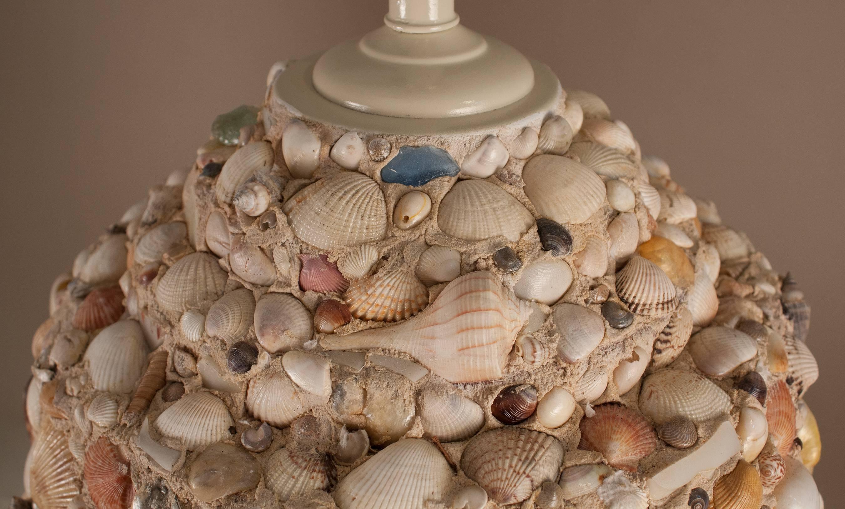 20th Century Pair of Large Seashell Artisan Table Lamps