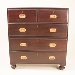 Commode de campagne coloniale britannique en bois de rose