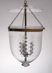English Bell Jar Lantern with Diamond Etching