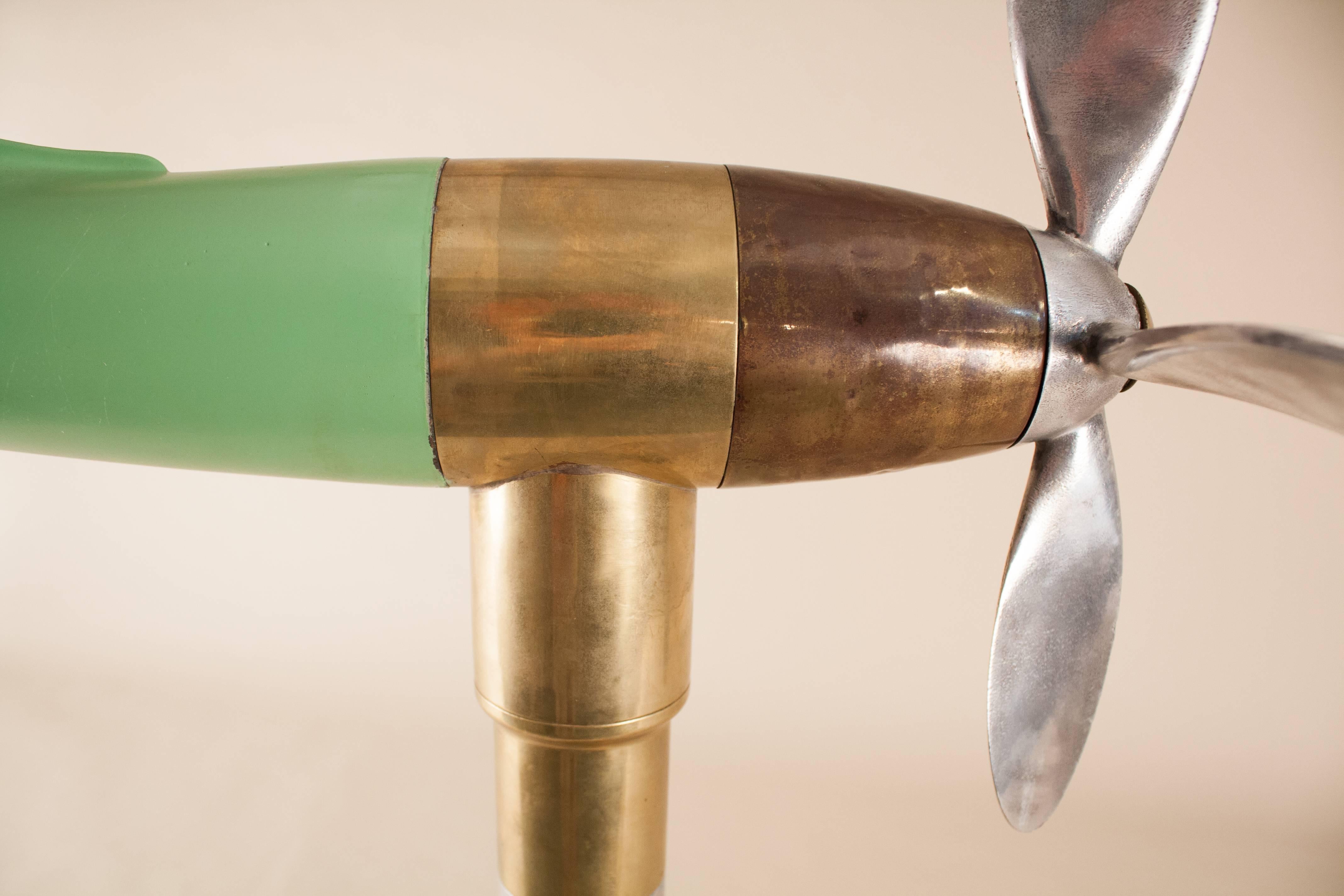 Industrial Vintage Anemometer in Brass, Aluminum and Fiberglass