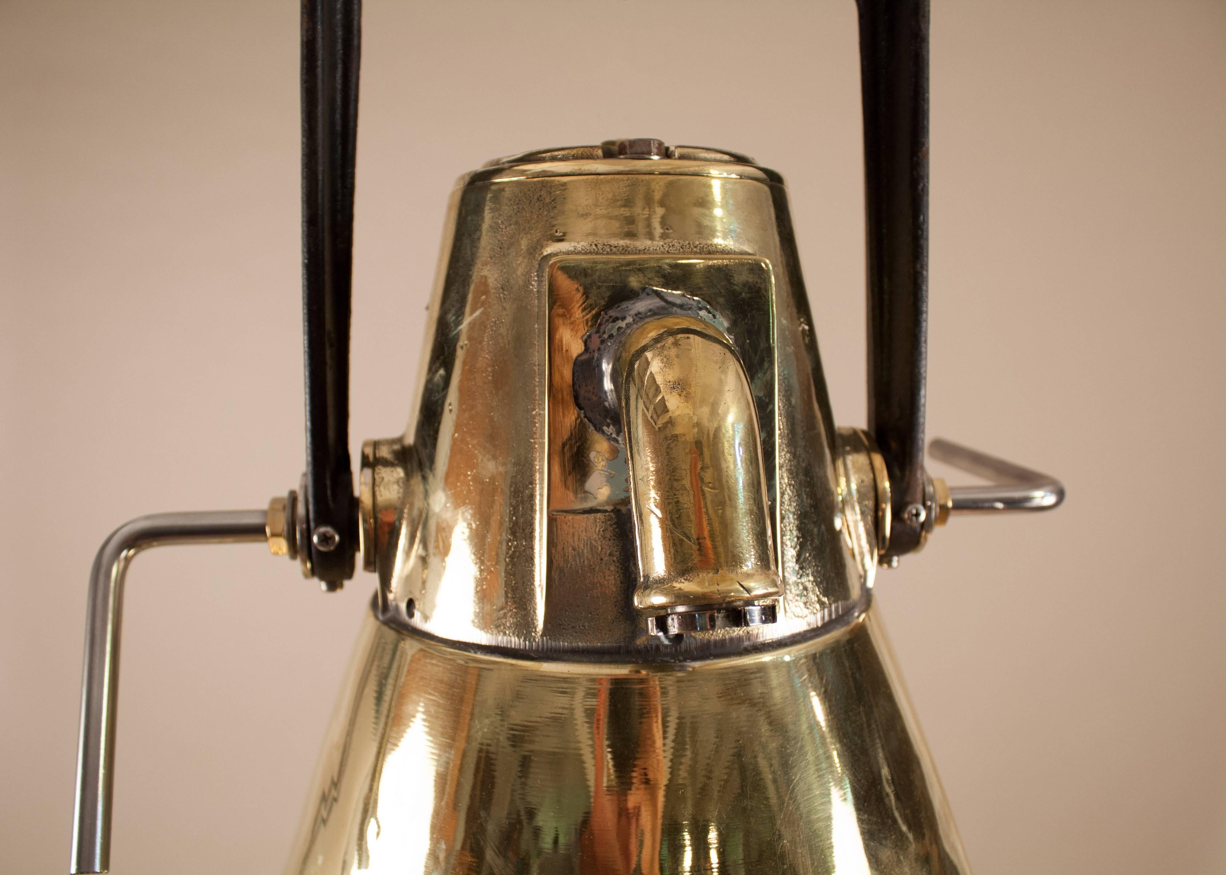 20th Century Pair of Brass and Iron Ship Deck Pendant Lights