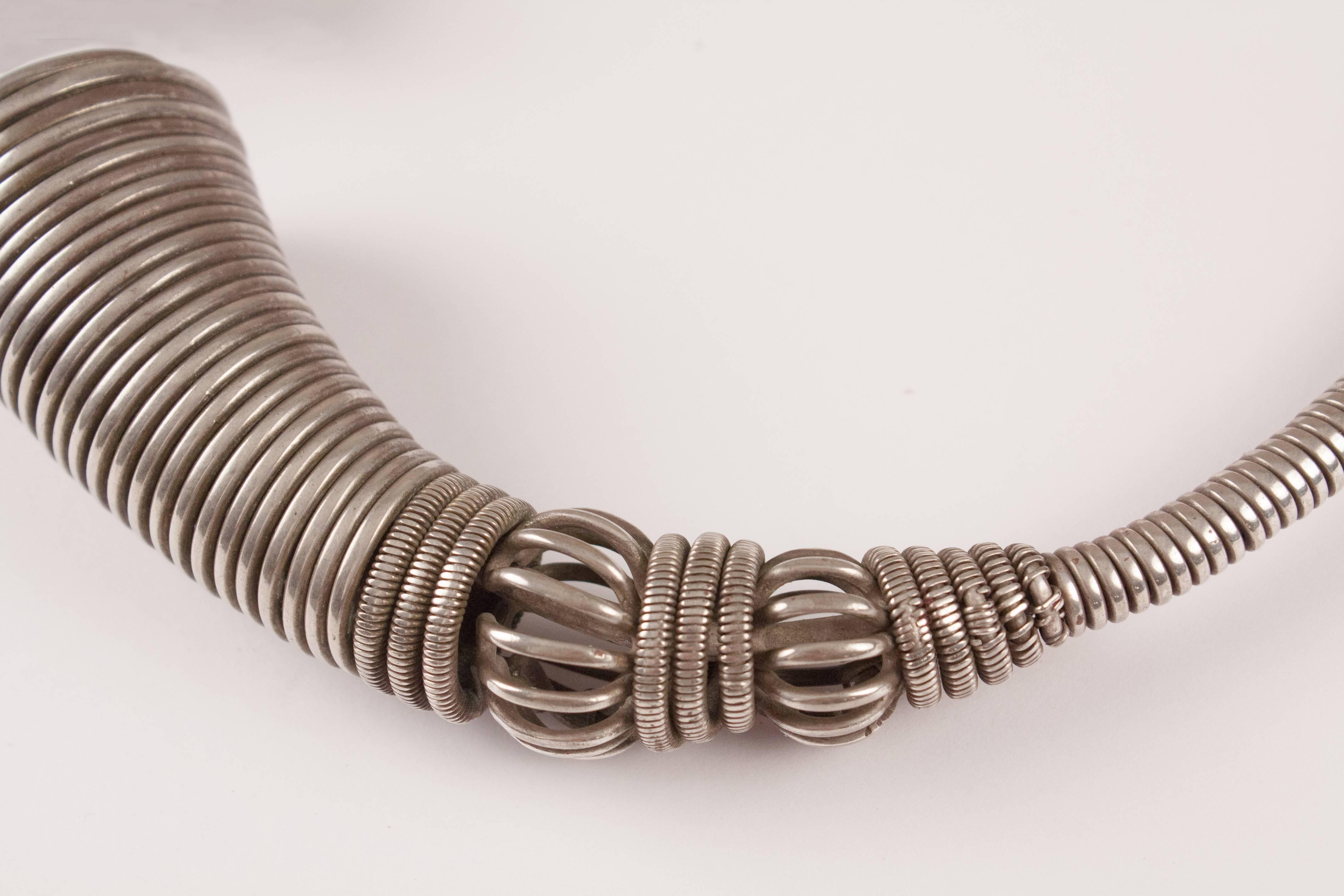 Indian Traditional Silver Torque Necklace from India