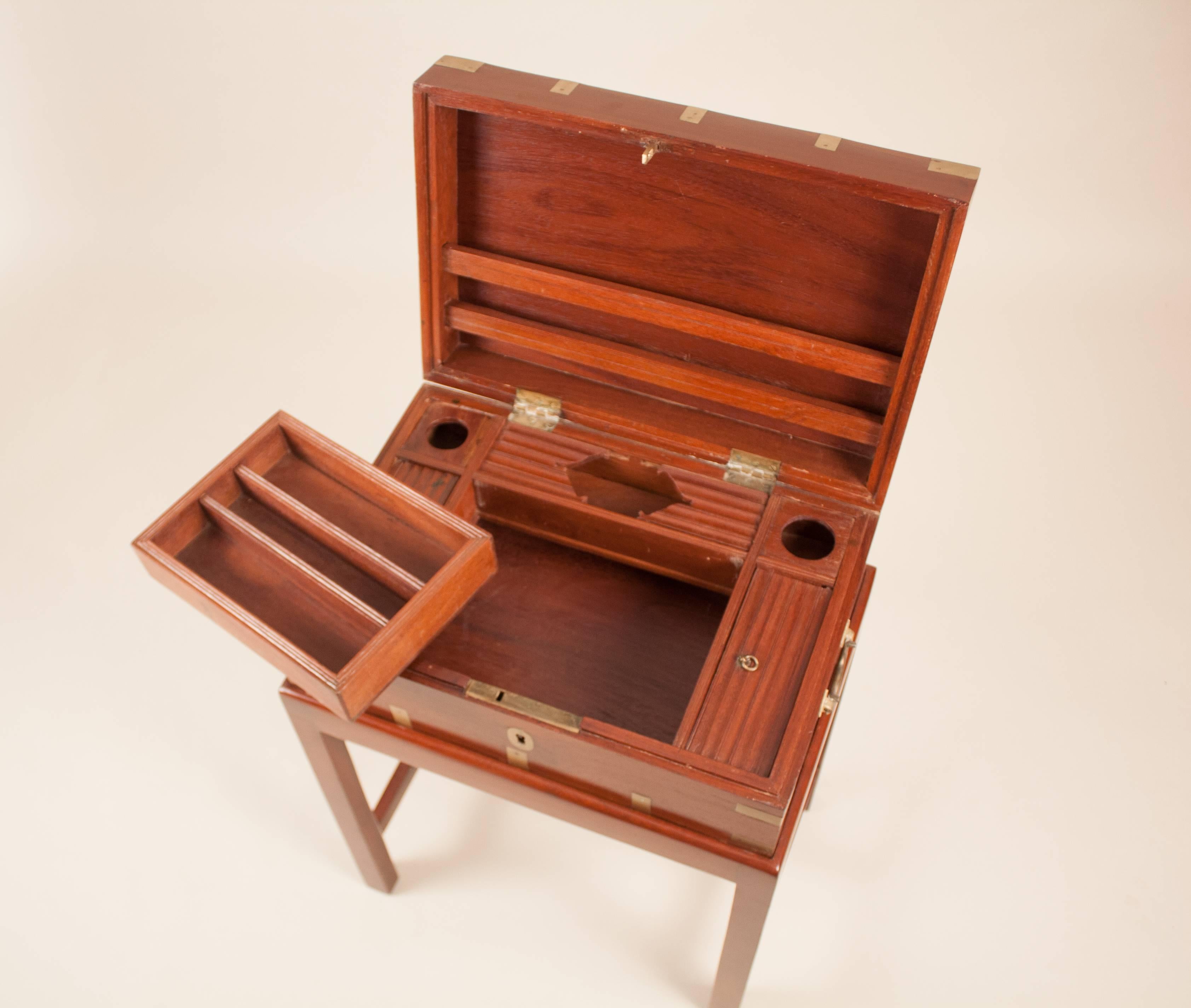19th Century British Mahogany Campaign Chest on Stand 1