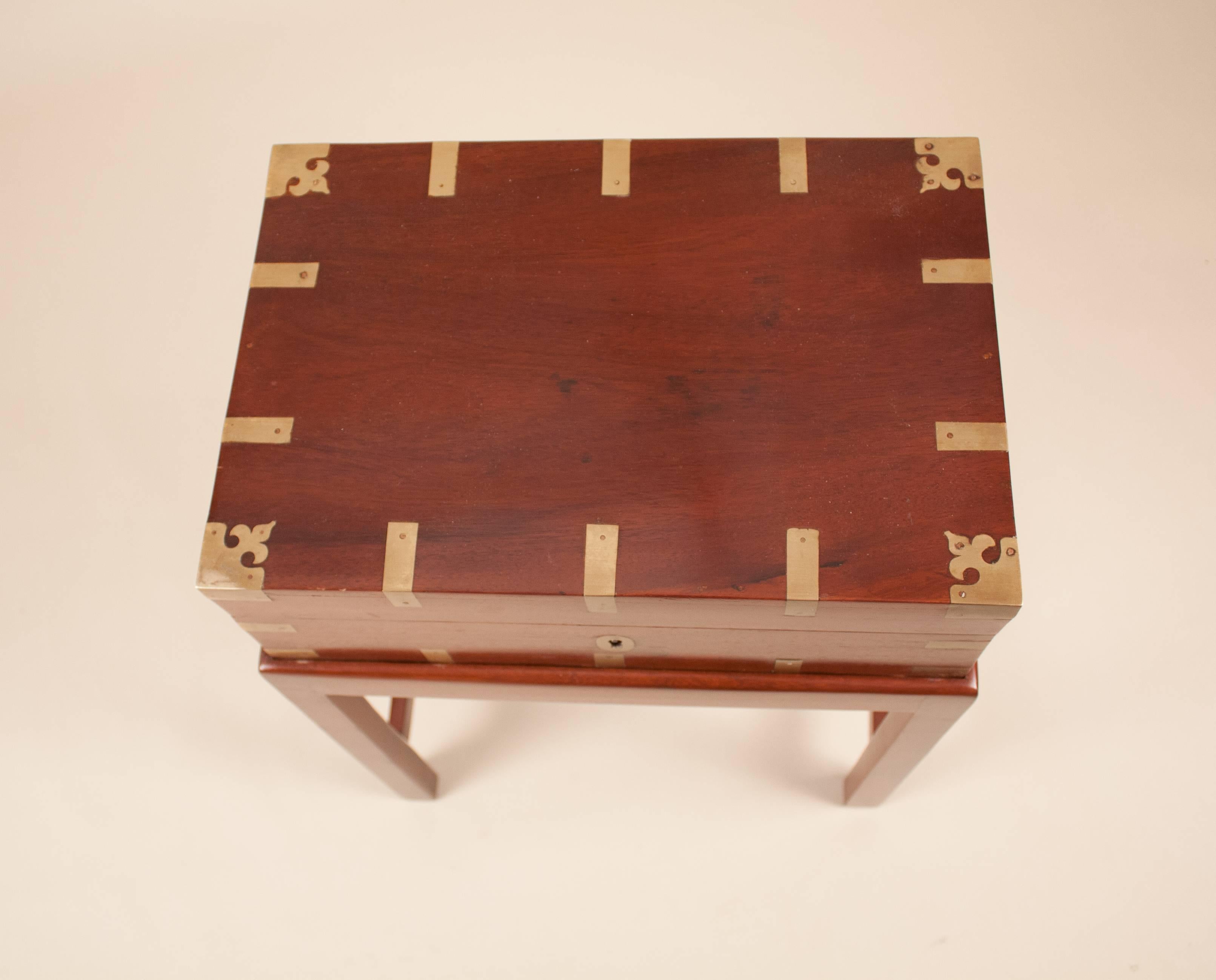 19th Century British Mahogany Campaign Chest on Stand 2