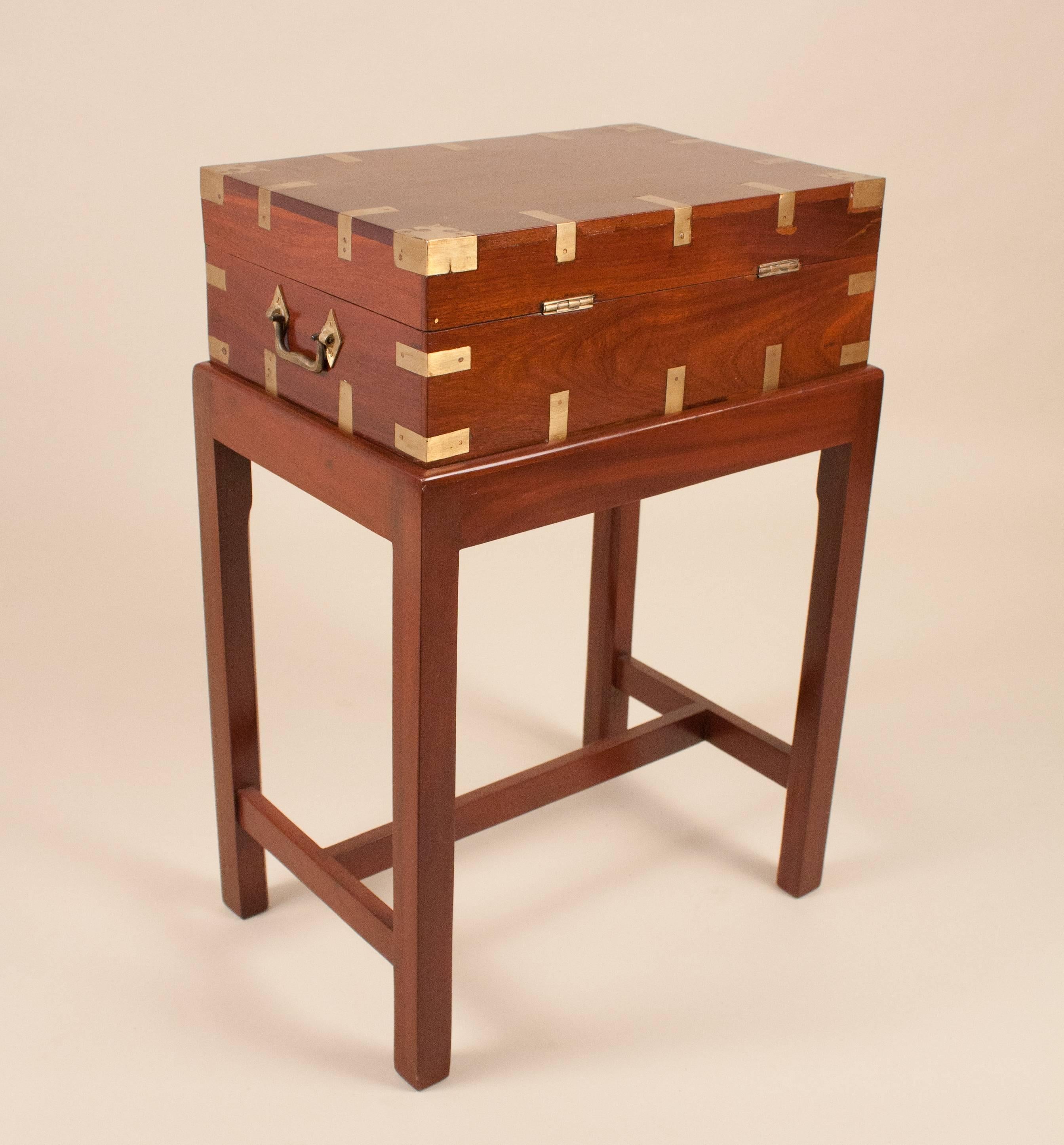 19th Century British Mahogany Campaign Chest on Stand 3