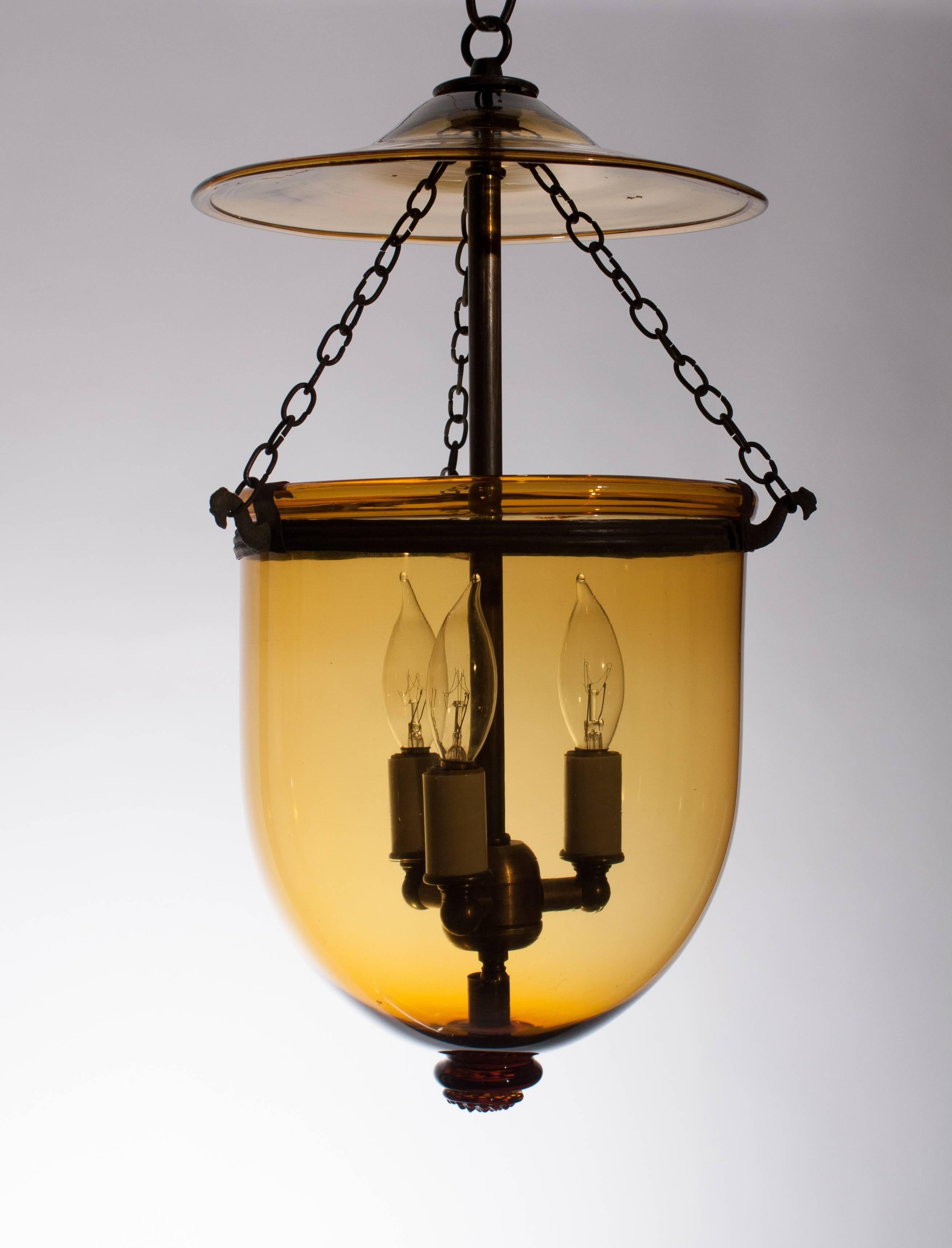 19th Century Amber Bell Jar Lanterns For Sale