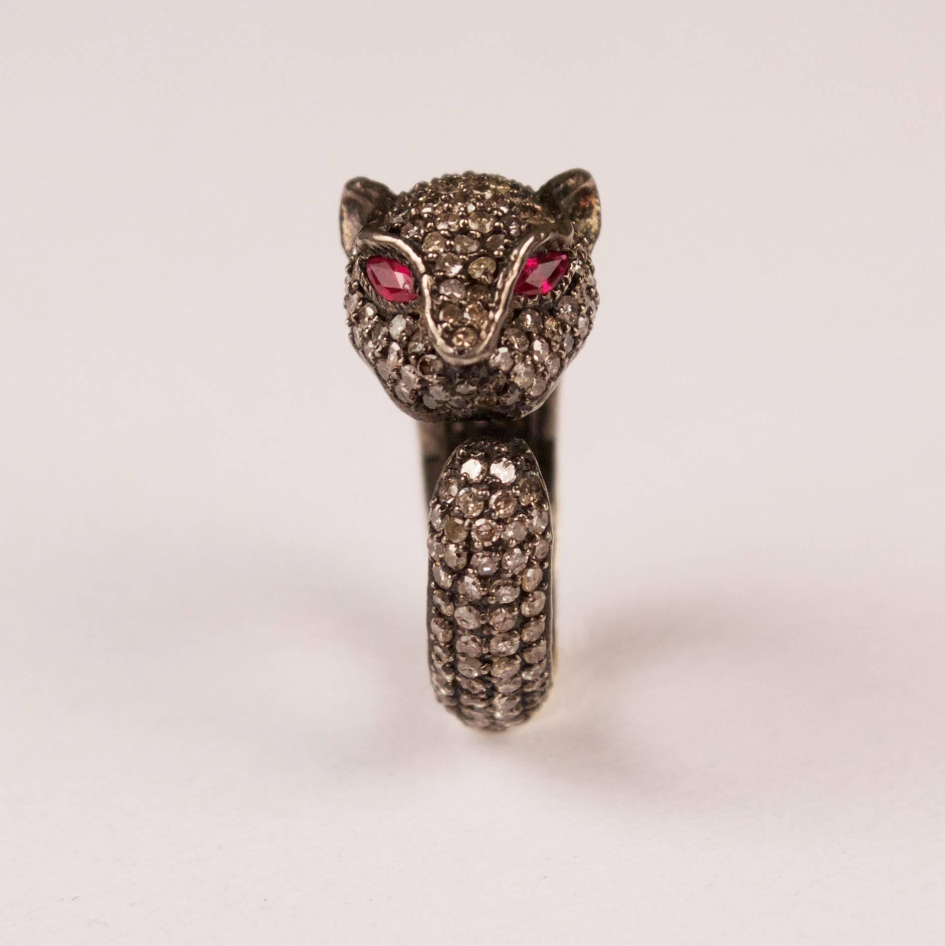 American Panther Ring in Diamond and Ruby