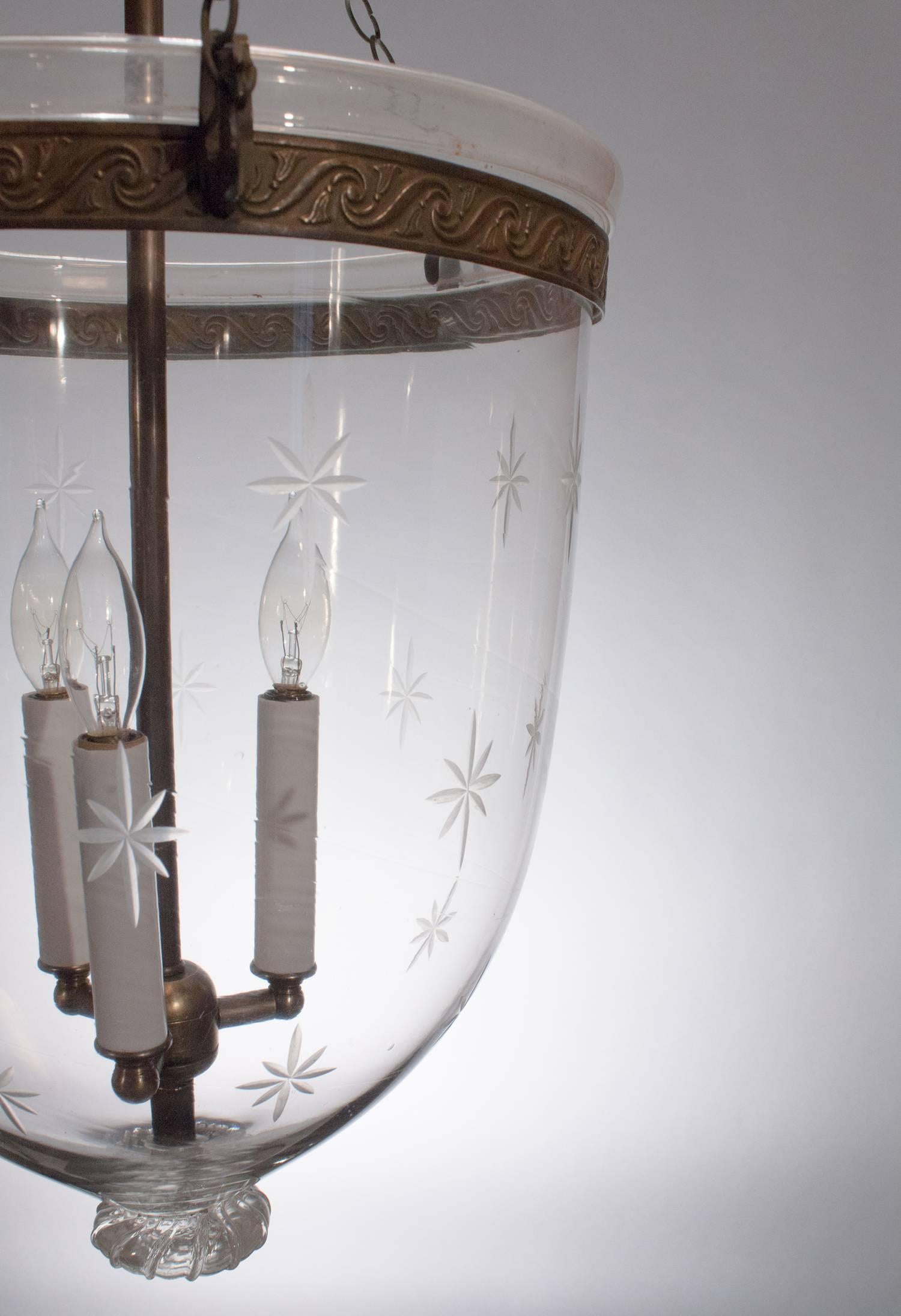 Etched Large Bell Jar Lantern with 