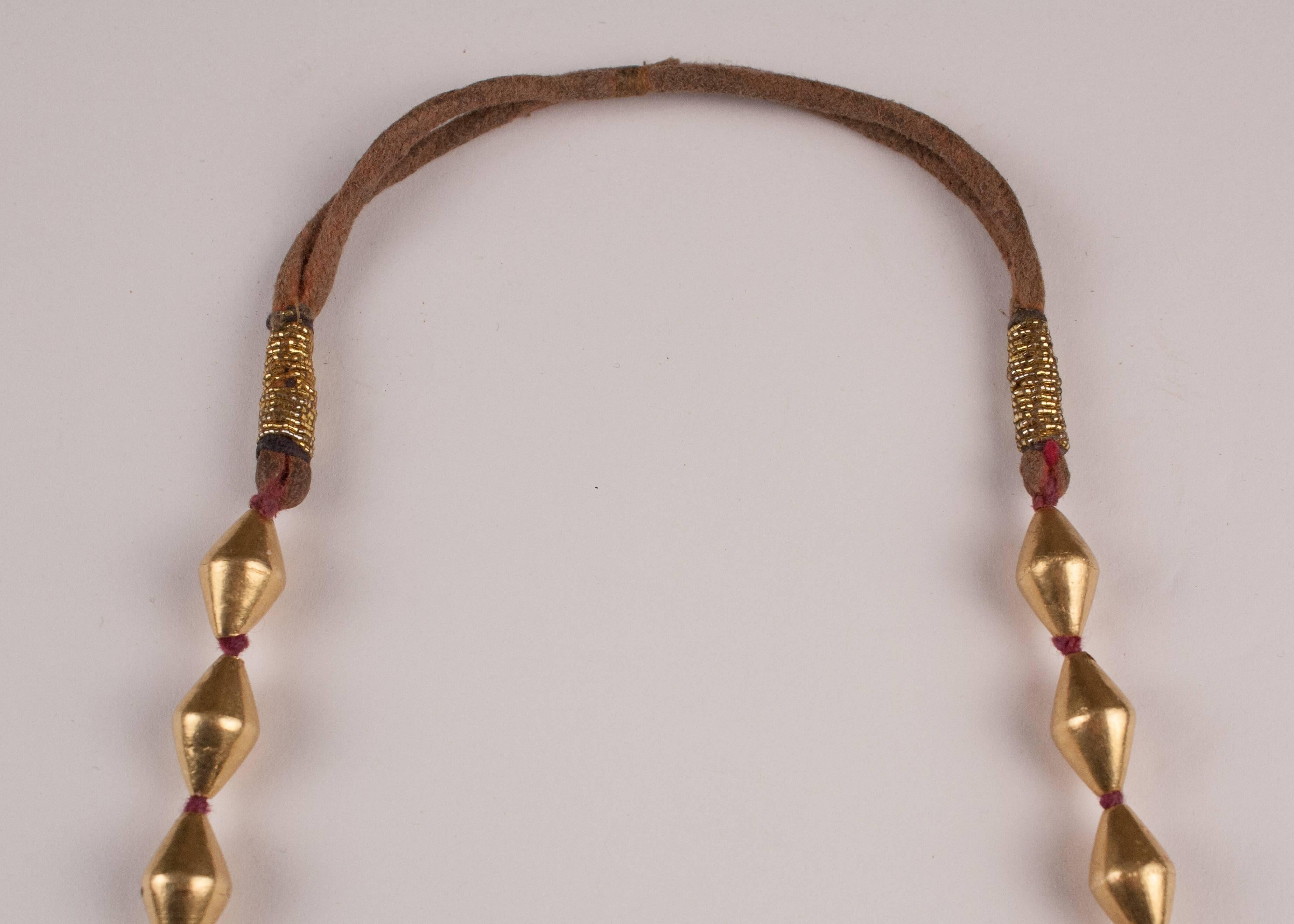Gold Tribal Indian Strand Necklace  For Sale 1