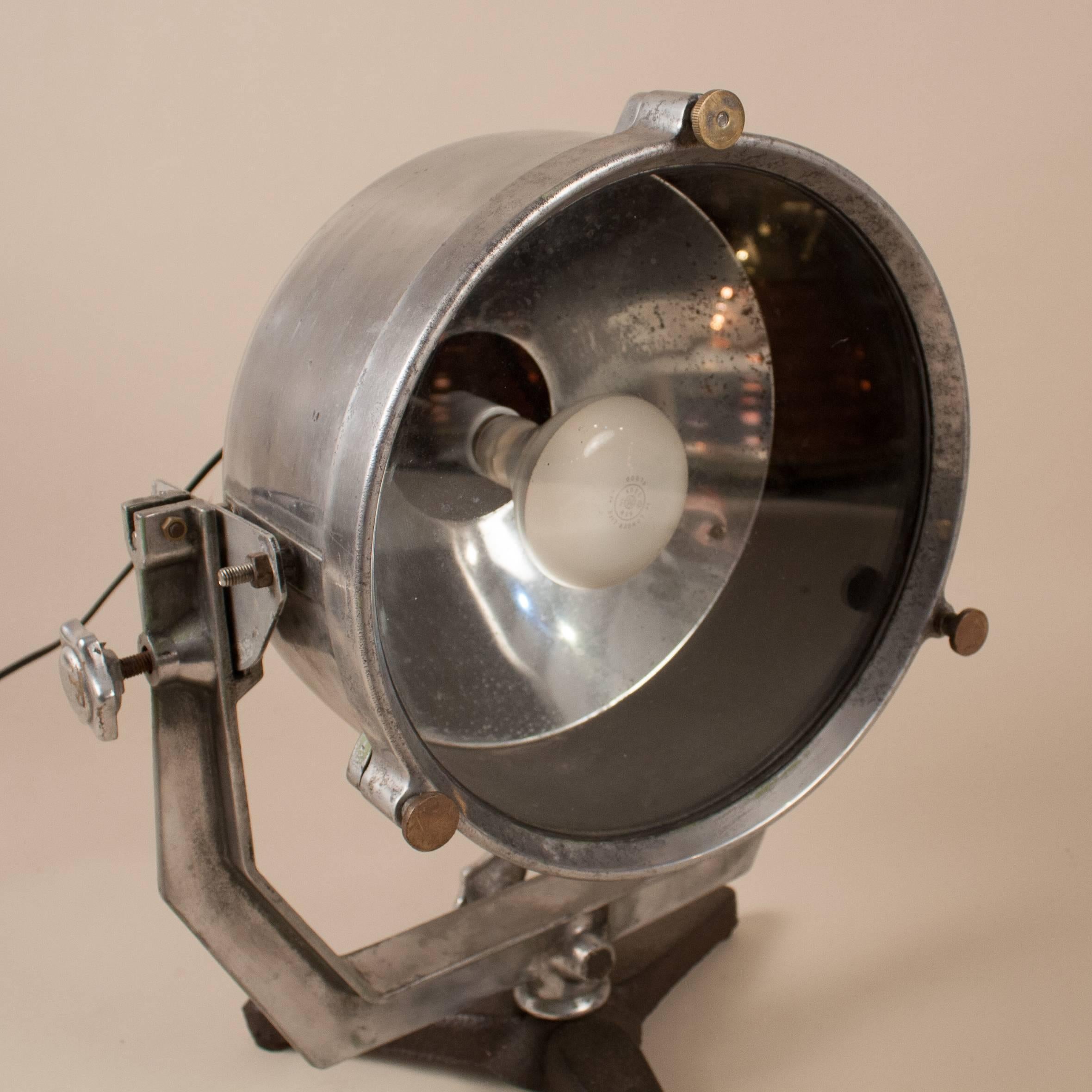 Industrial Vintage Aluminum Marine Searchlight