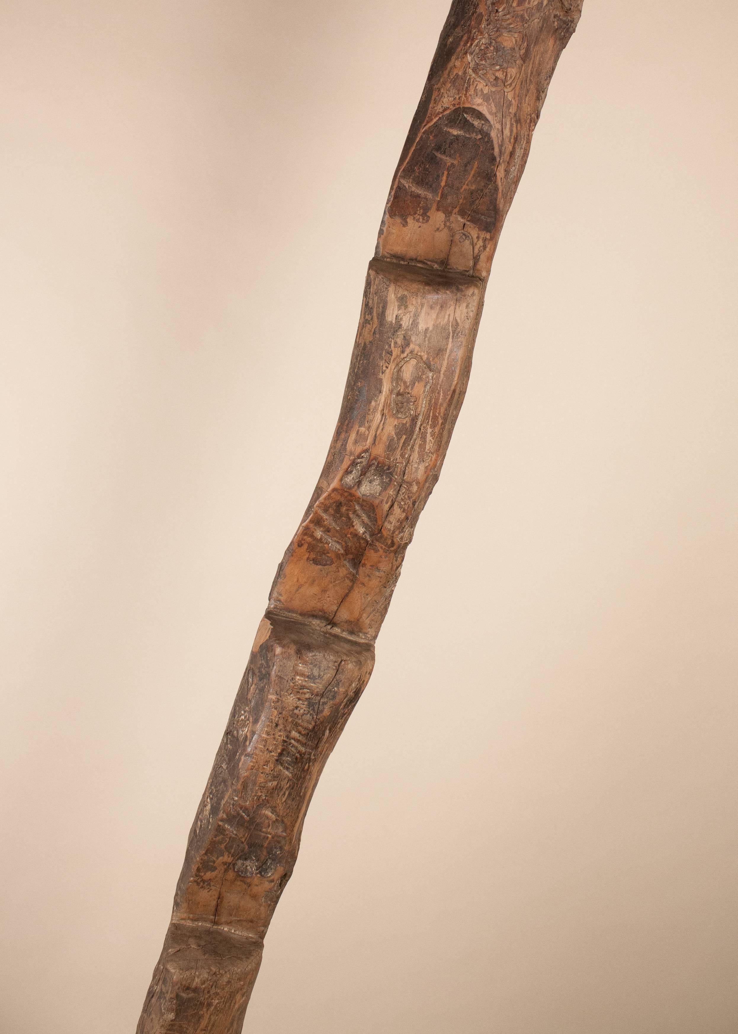 Hand-Carved Tribal Carved Teak Wood Ladder