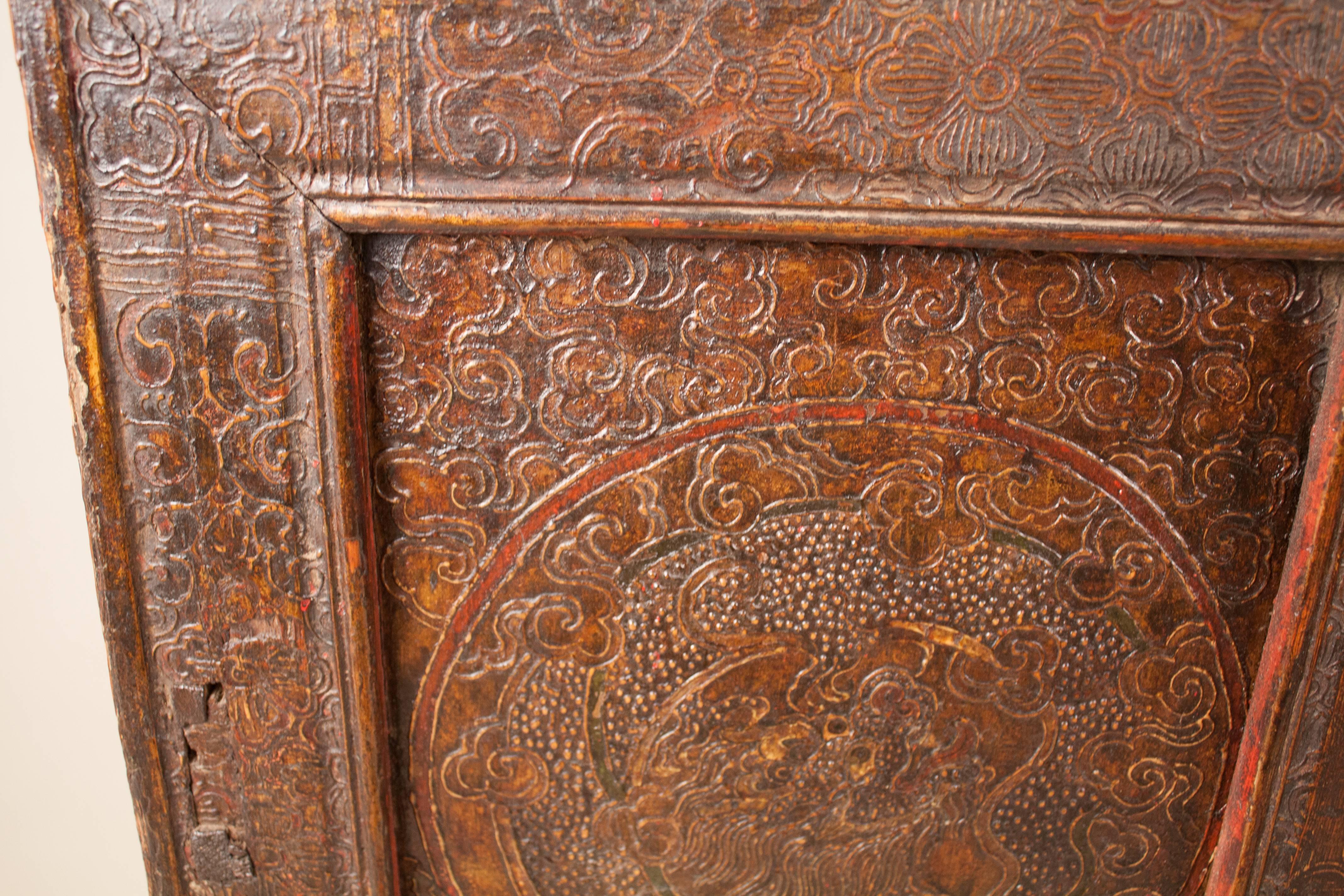 20th Century Painted Elm Tibetan Cabinet