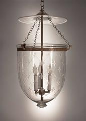 Large English Bell Jar Lantern with "Trellis" Etching