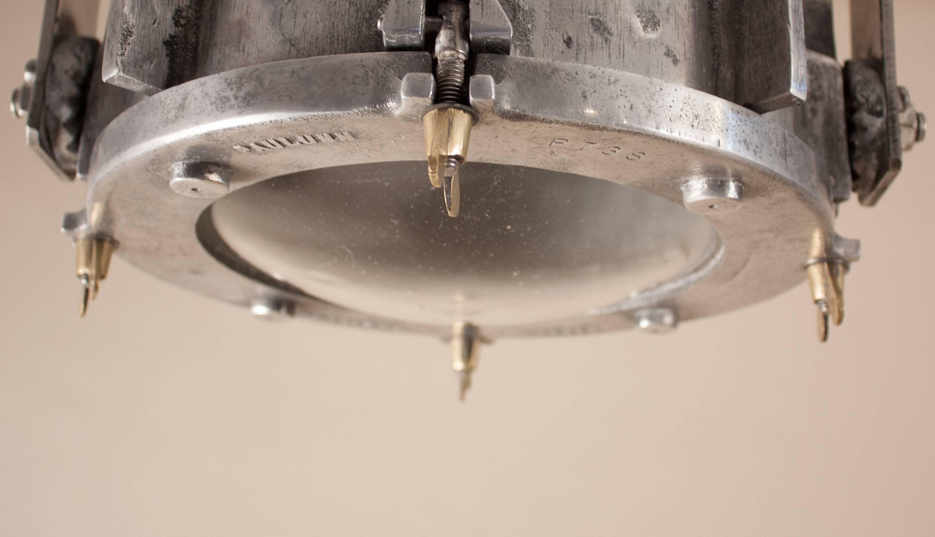 20th Century Pair of Aluminum Industrial Pendant Lights