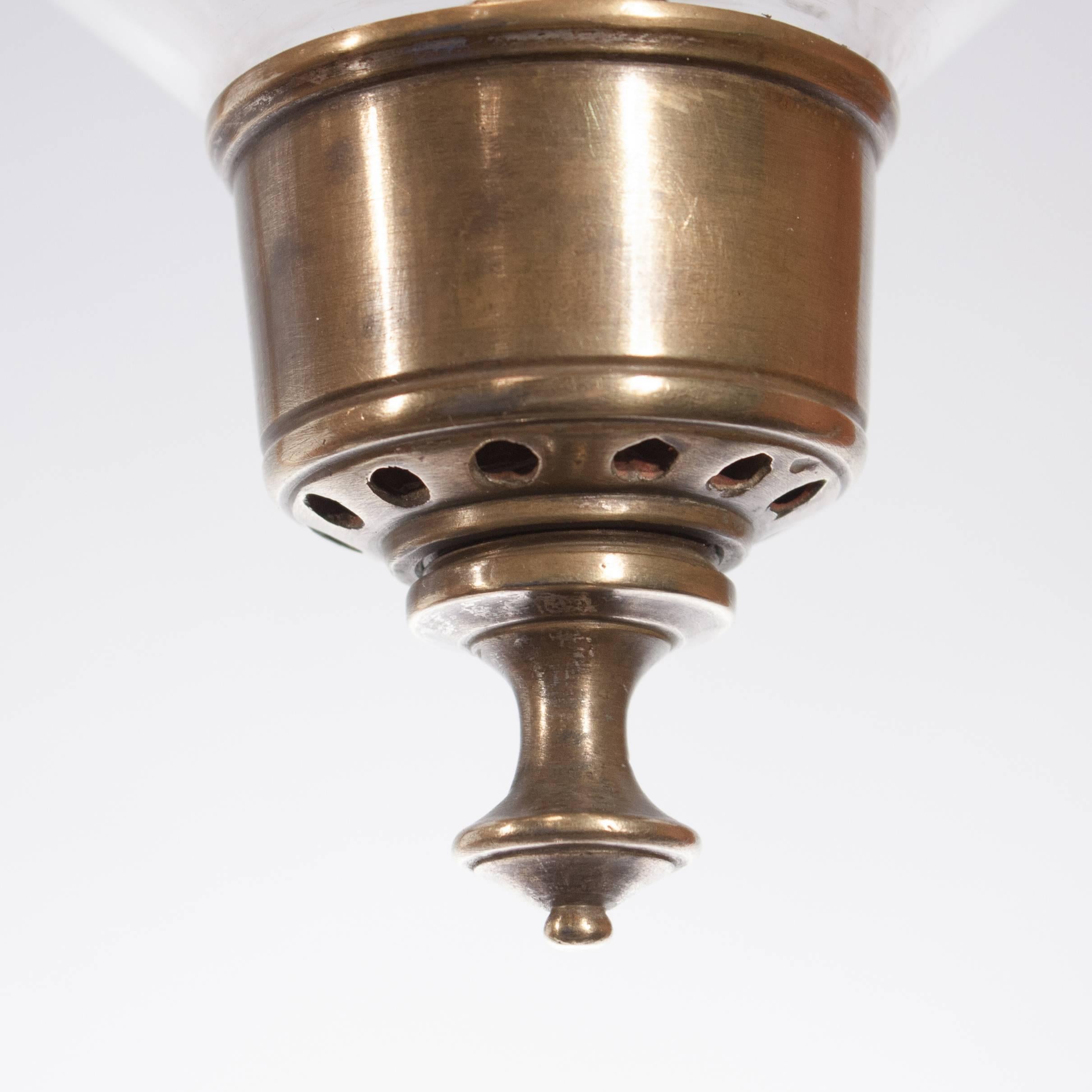 Brass Pair of 19th Century Bell Jar Lanterns