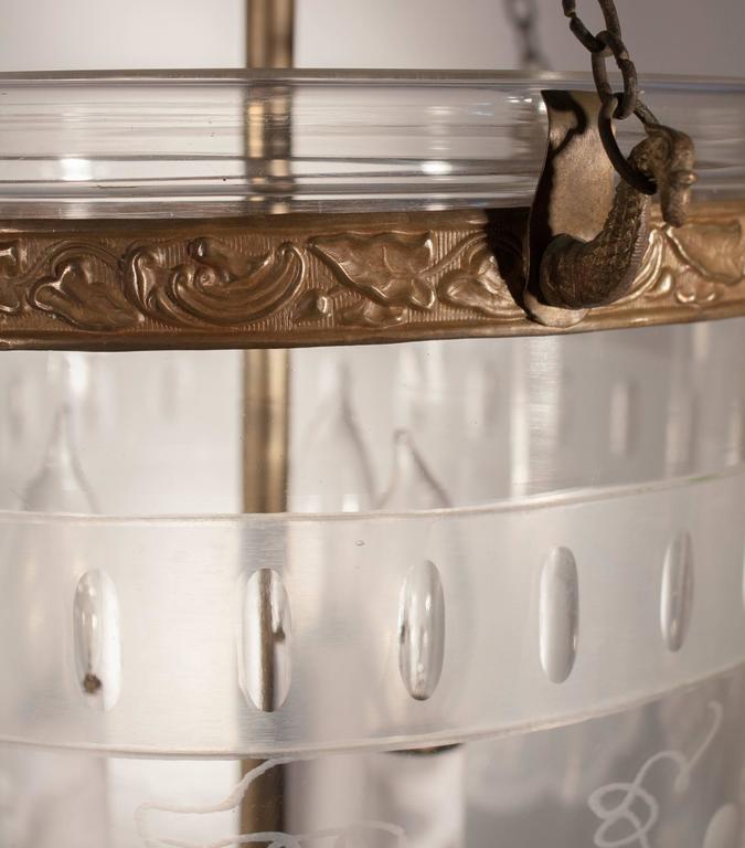 Pair of Bell Jar Lanterns with Frosted Etching at 1stDibs