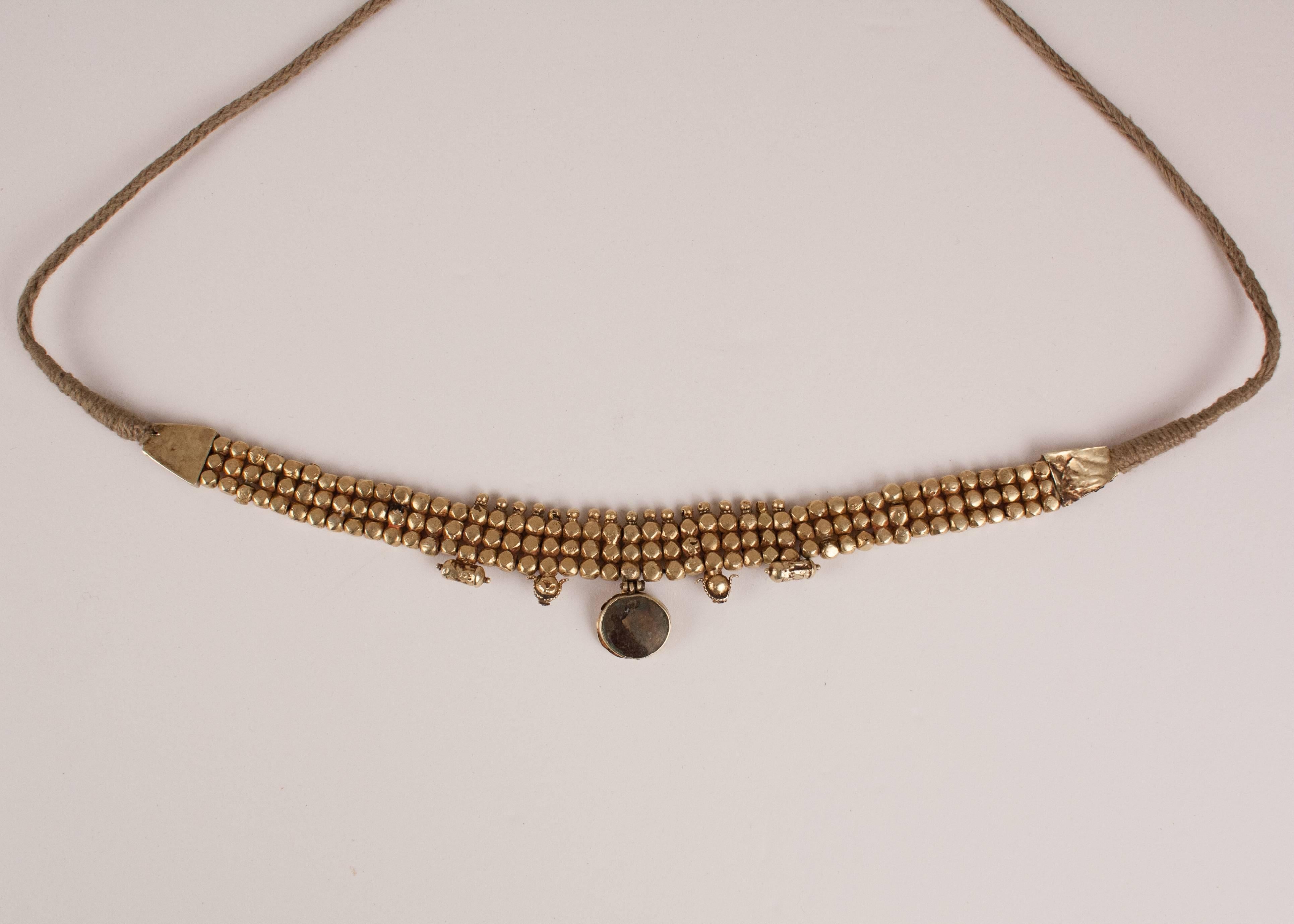 22-Karat Gold, Ruby and Crystal Choker Necklace from India, circa 1930 In Excellent Condition For Sale In Heath, MA