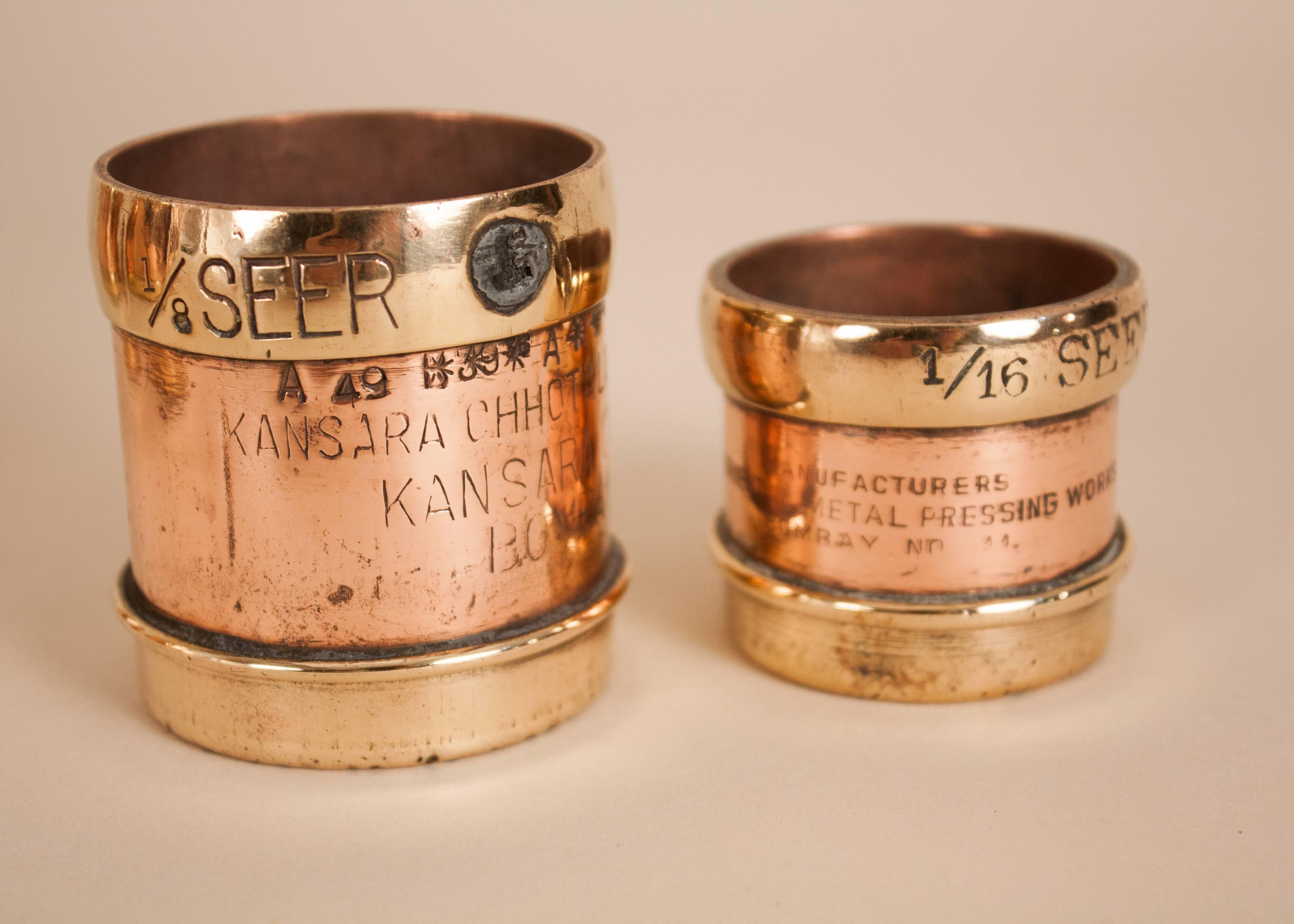 British Colonial Set of Antique Copper and Brass Seer Measures