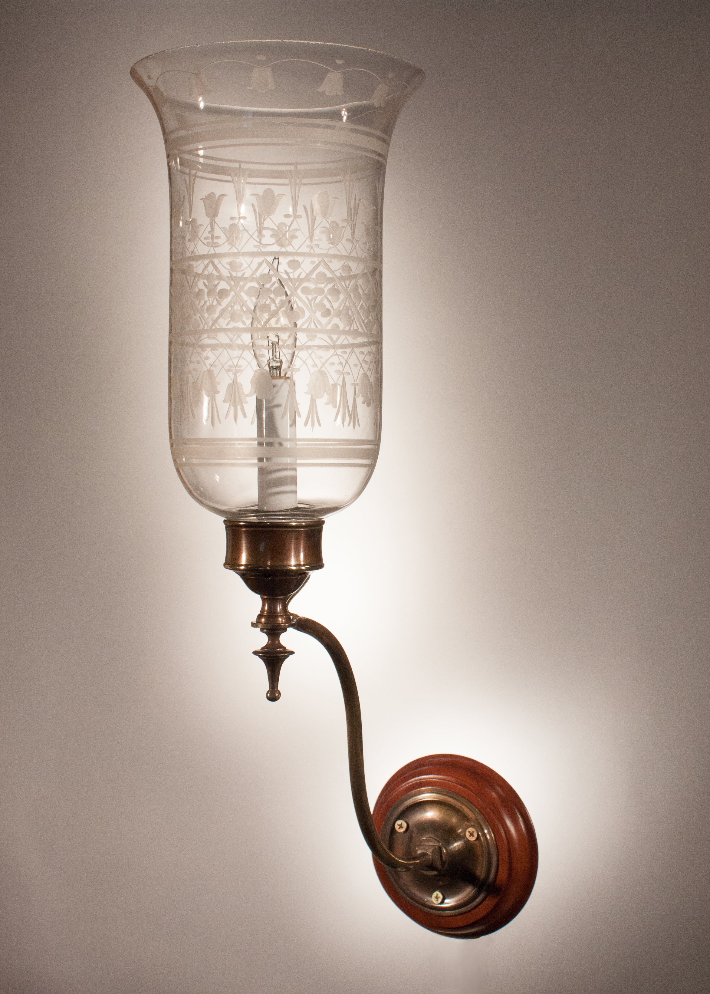 Pair Of Antique English Hurricane Shade Wall Sconces With Acid Pair Of Antique English Hurricane Shade Wall Sconces With Acid
