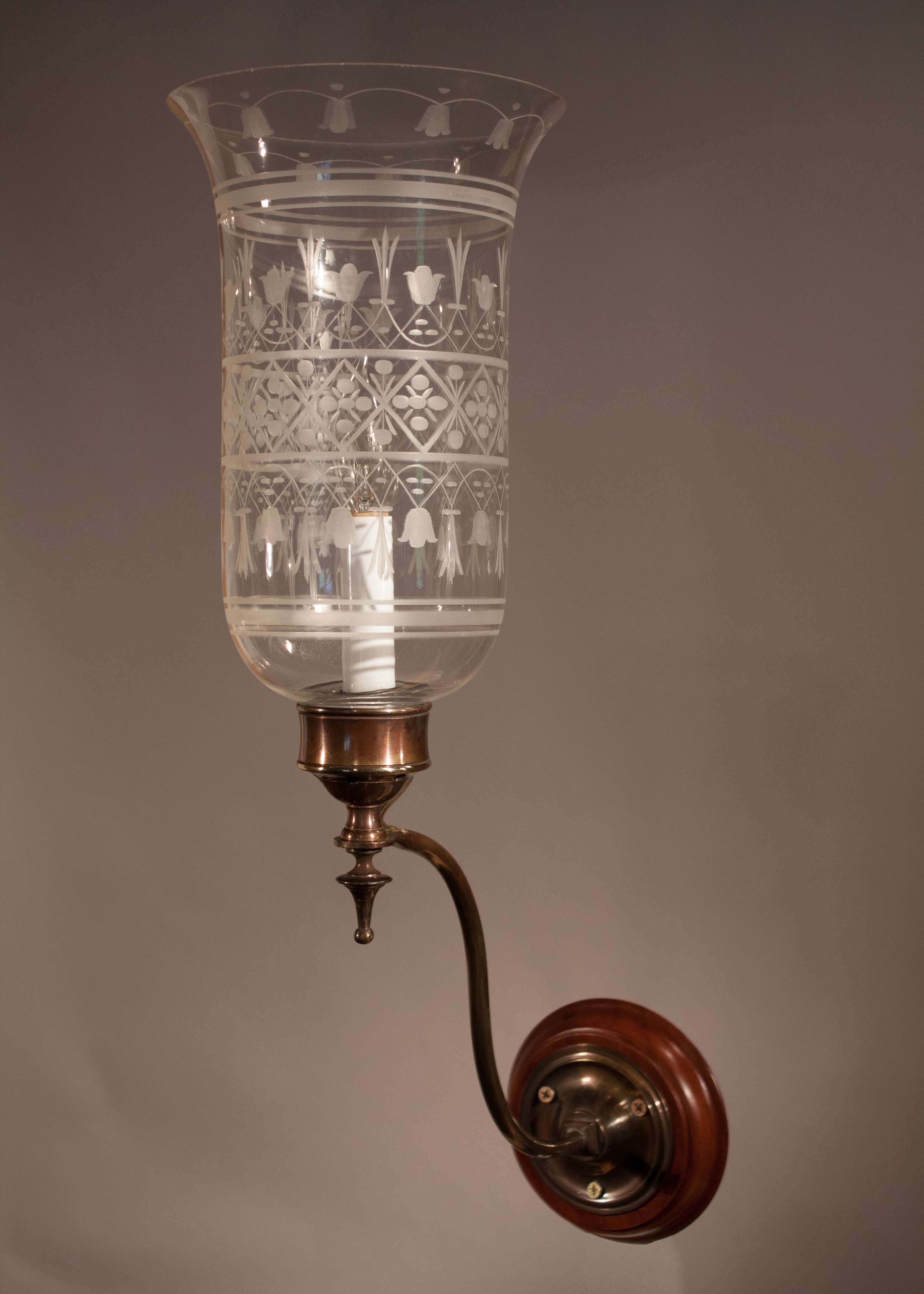 Pair Of Antique English Hurricane Shade Wall Sconces With Acid Pair Of Antique English Hurricane Shade Wall Sconces With Acid