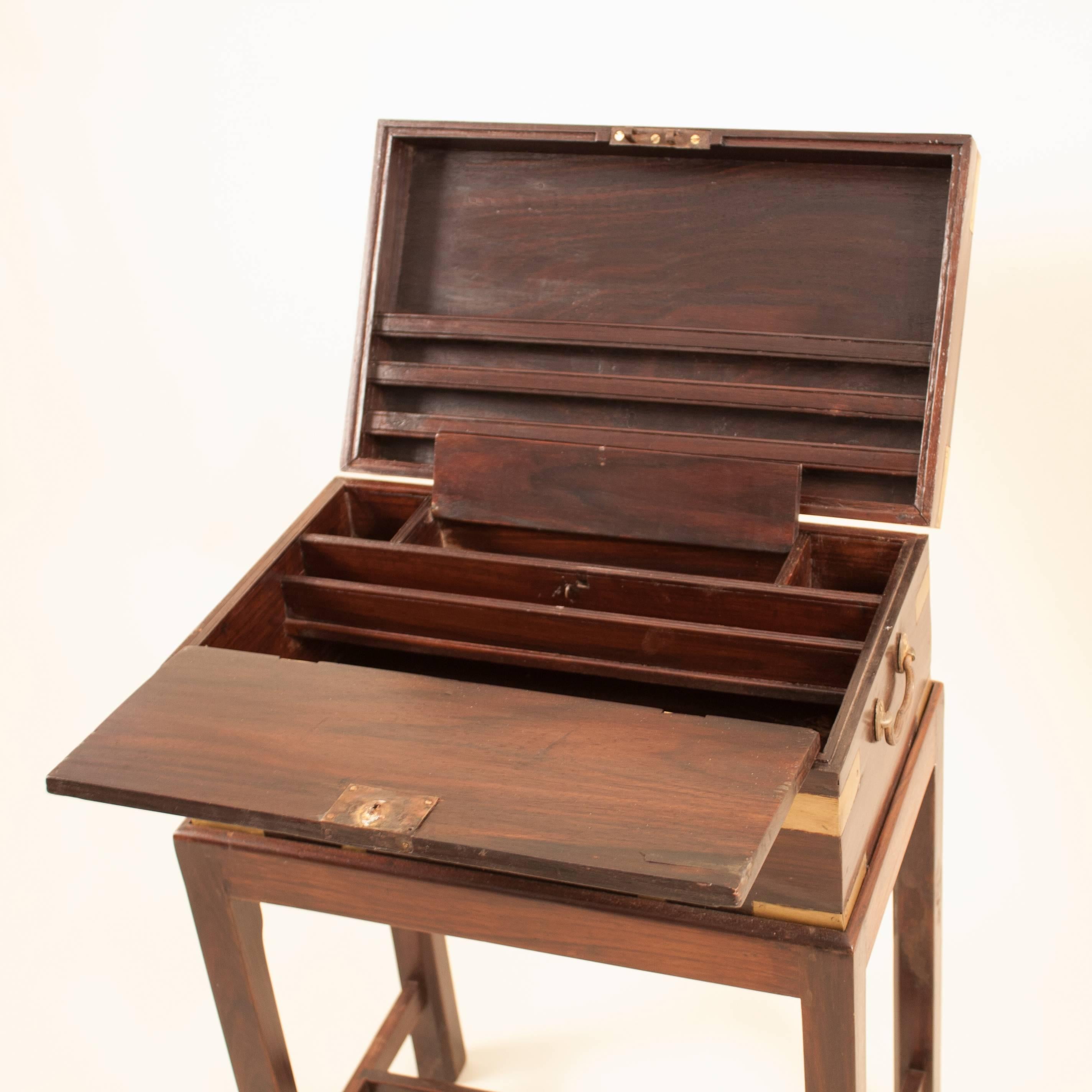 British Colonial British Campaign Rosewood Officer's Chest on Stand