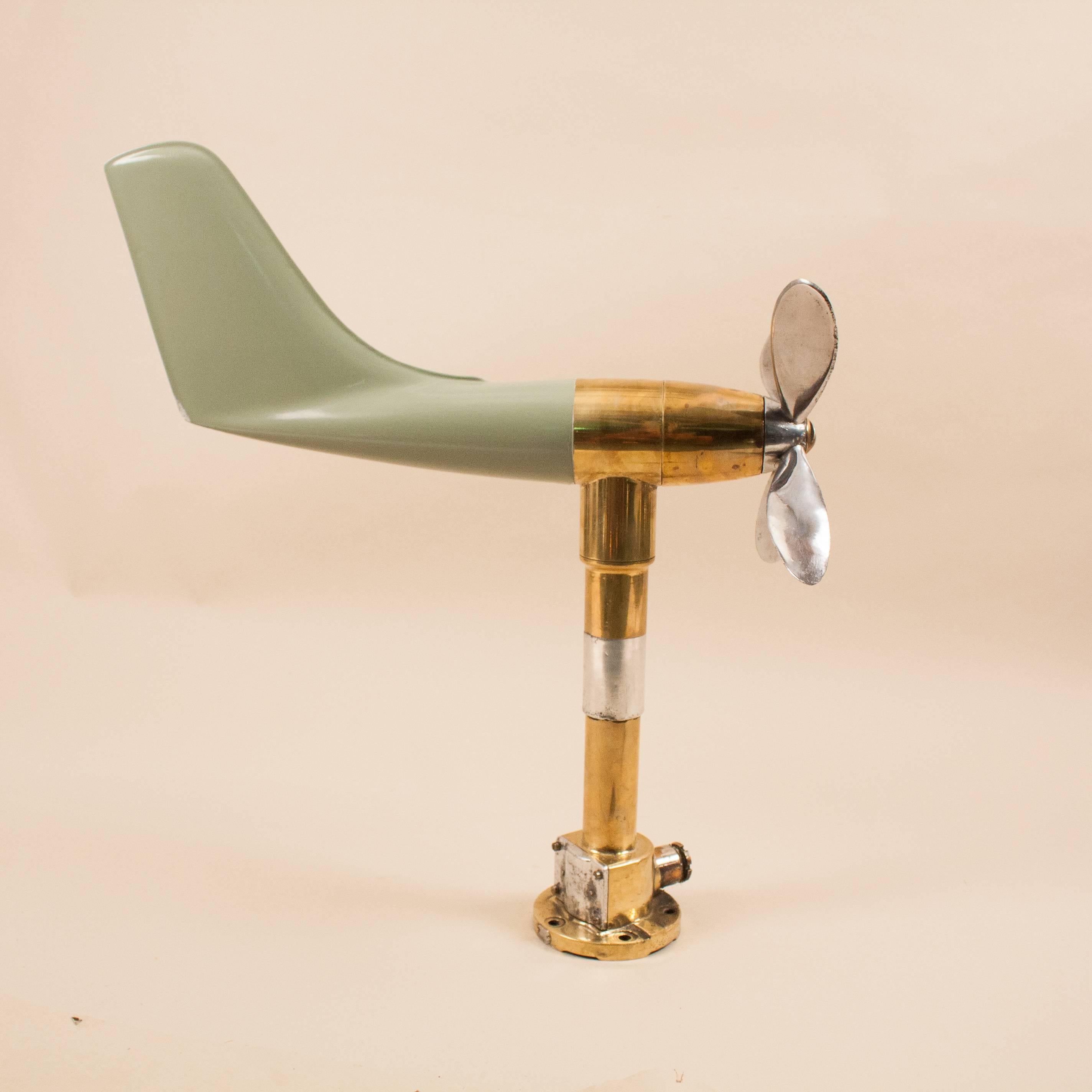 Unknown Vintage Nautical Anemometer in Brass, Aluminum and Fiberglass