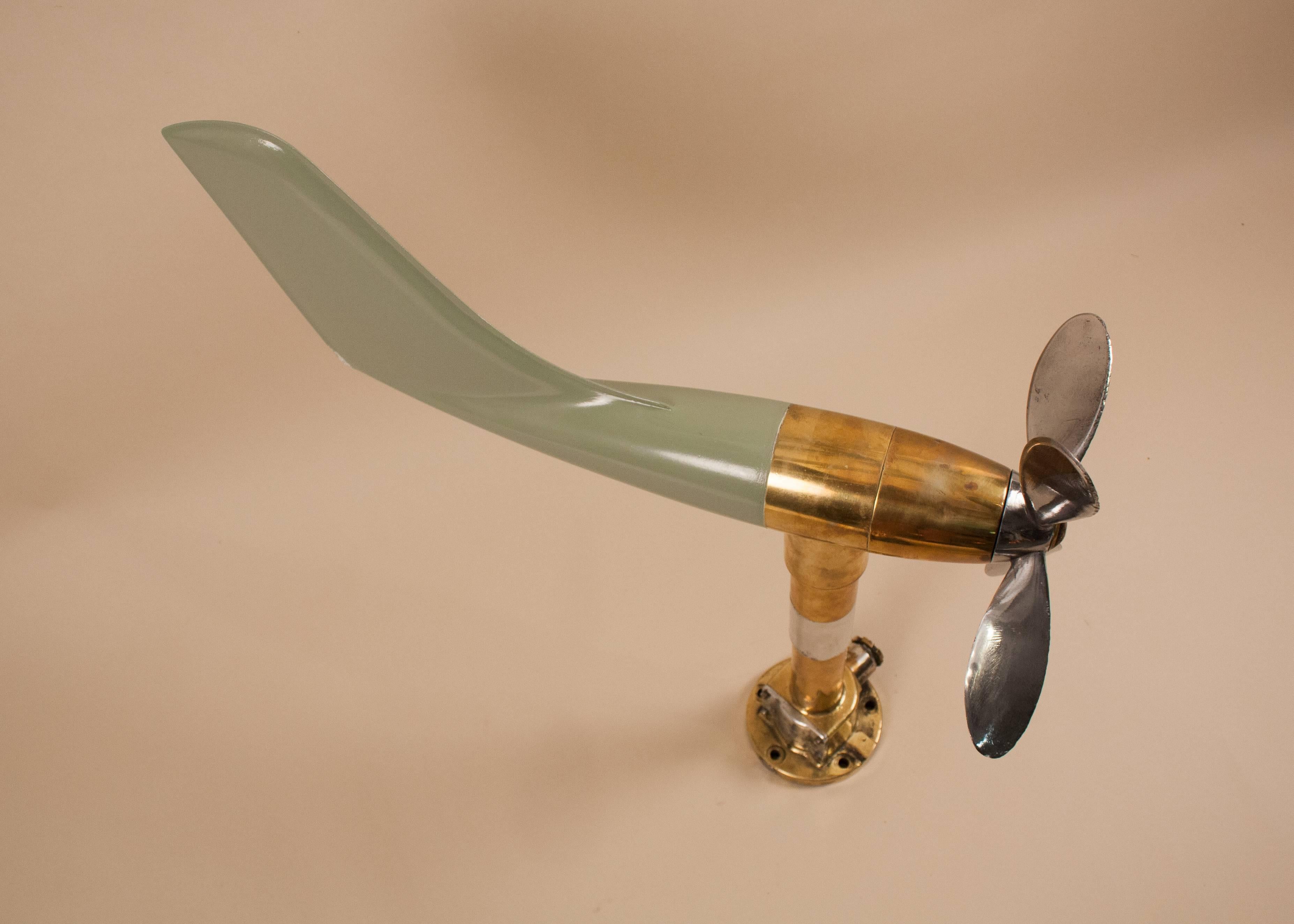 20th Century Vintage Nautical Anemometer in Brass, Aluminum and Fiberglass