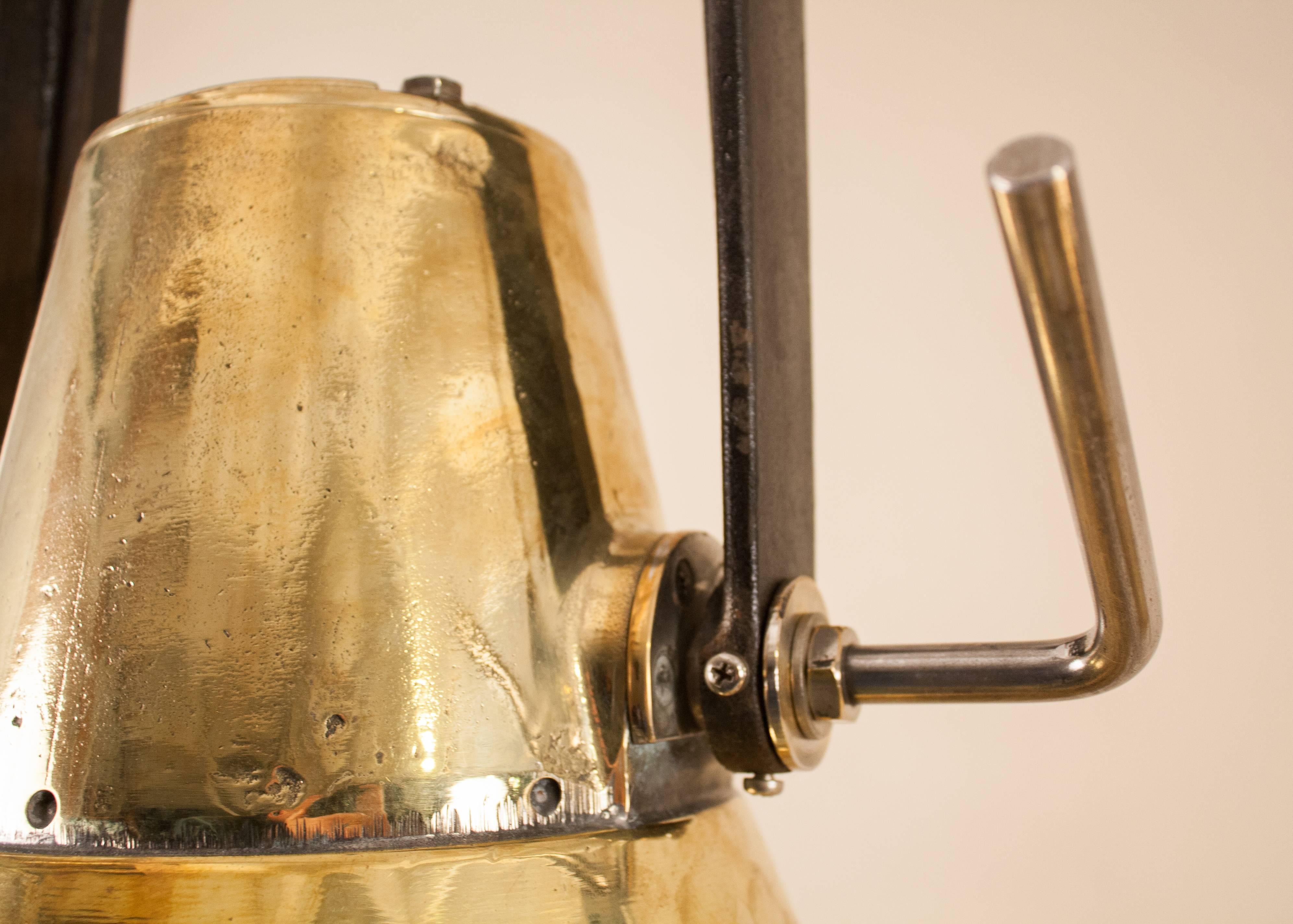 20th Century Pair of Large Vintage Brass Maritime Pendant Lights