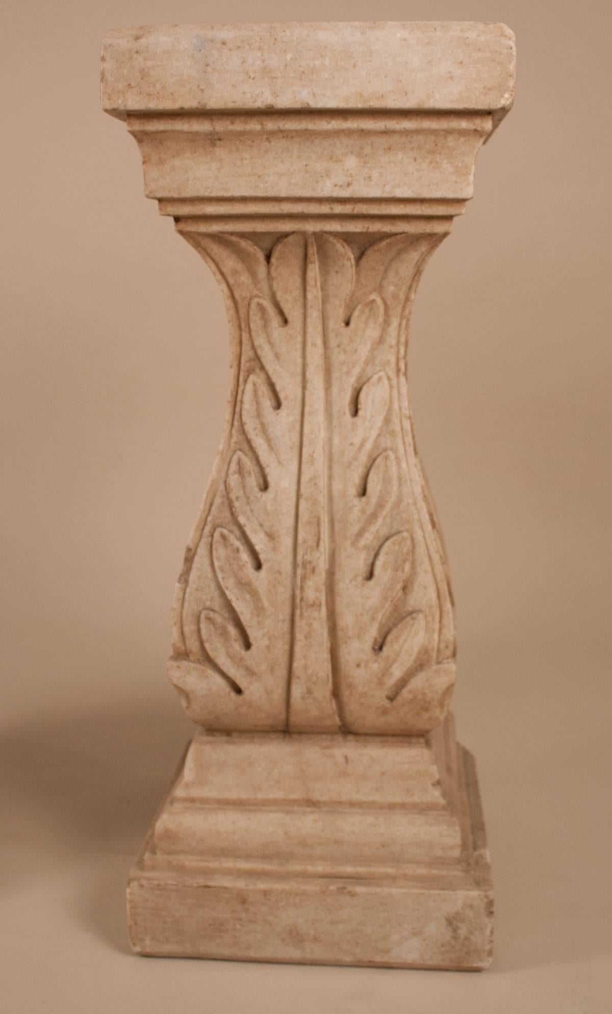 Unknown Pair of White Marble Pedestals or Stands