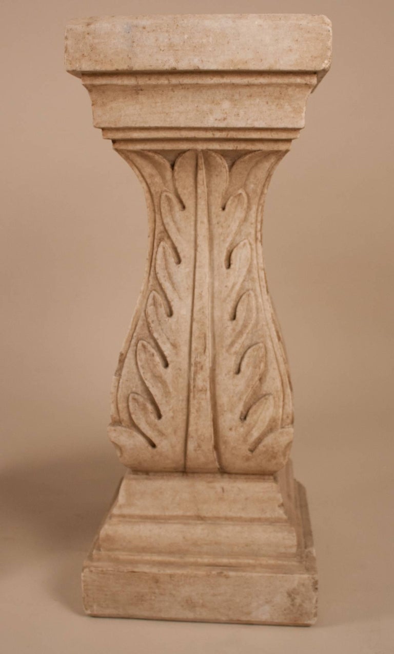Pair of White Marble Pedestals or Stands at 1stDibs