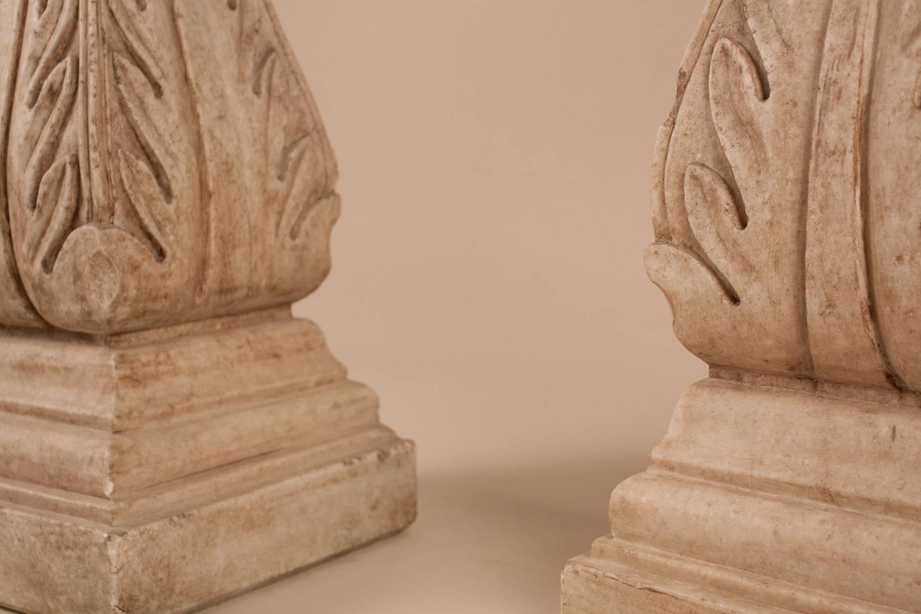 Pair of White Marble Pedestals or Stands 2