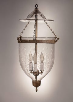 Bell Jar Lantern with Wheat Etching