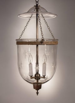 English Bell Jar Lantern with Star Etching