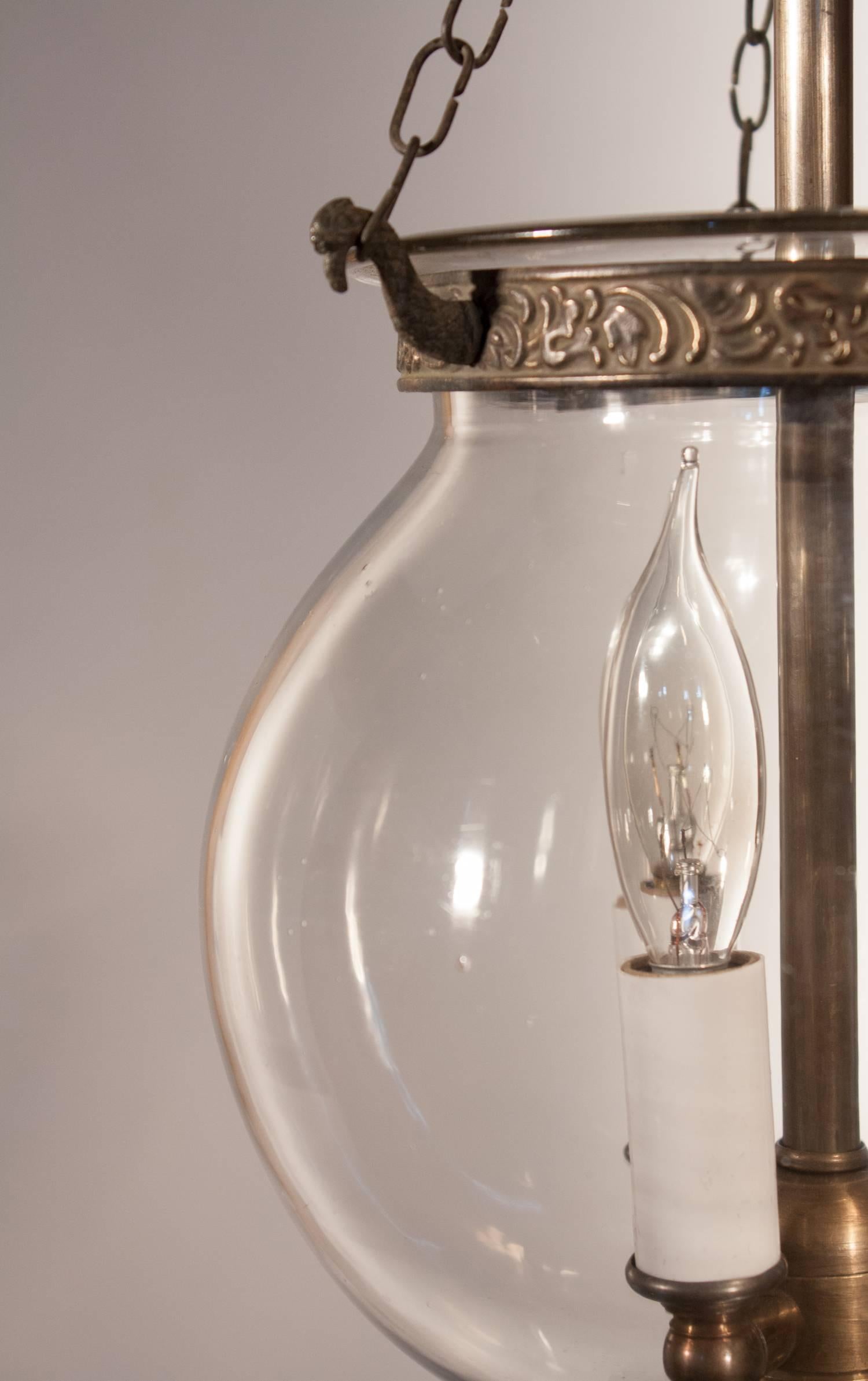 Embossed 19th Century English Globe Hall Lantern