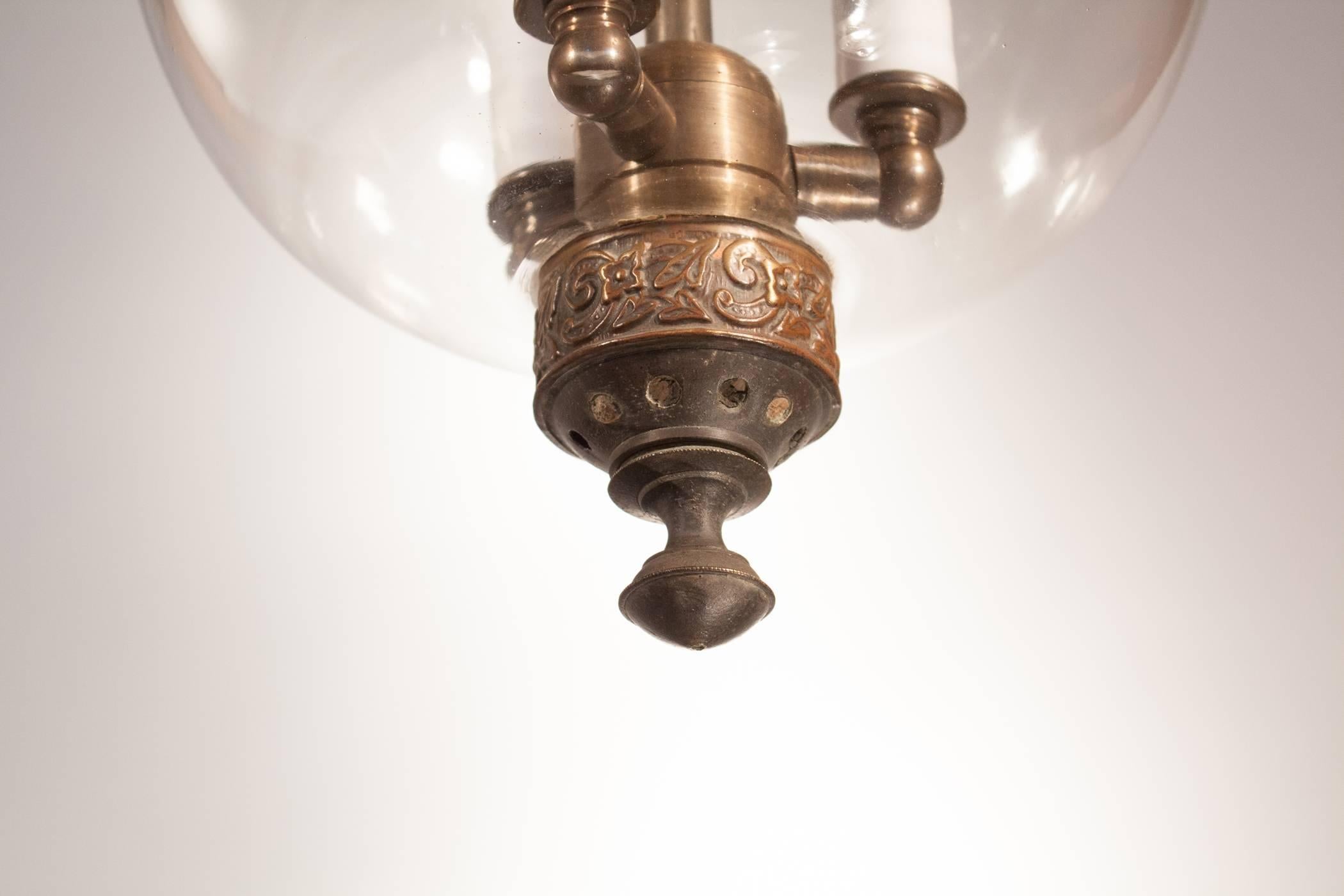19th Century English Globe Hall Lantern In Excellent Condition In Heath, MA