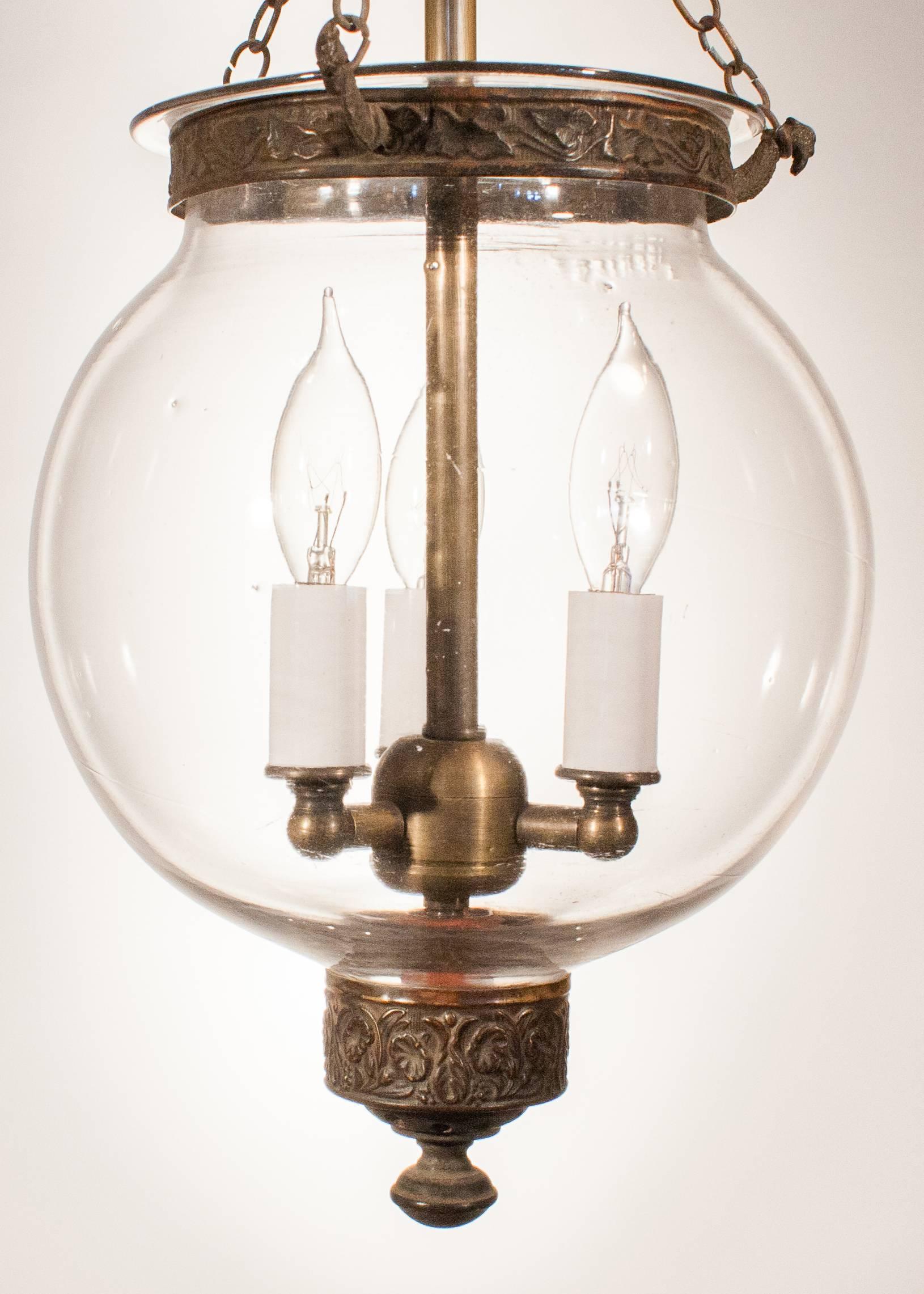 Victorian 19th Century English Glass Globe Hall Lantern 