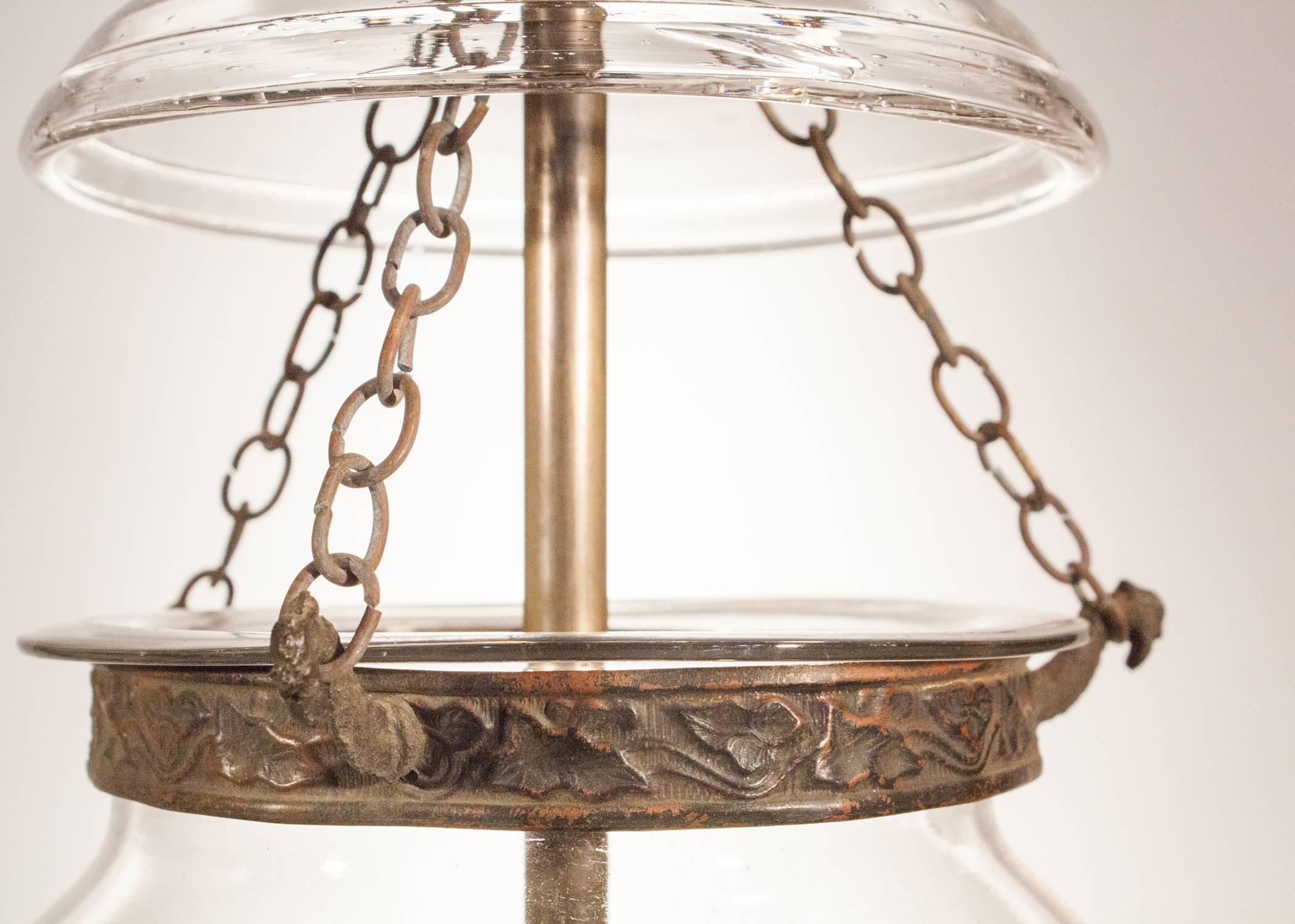 19th Century English Glass Globe Hall Lantern  In Excellent Condition In Heath, MA